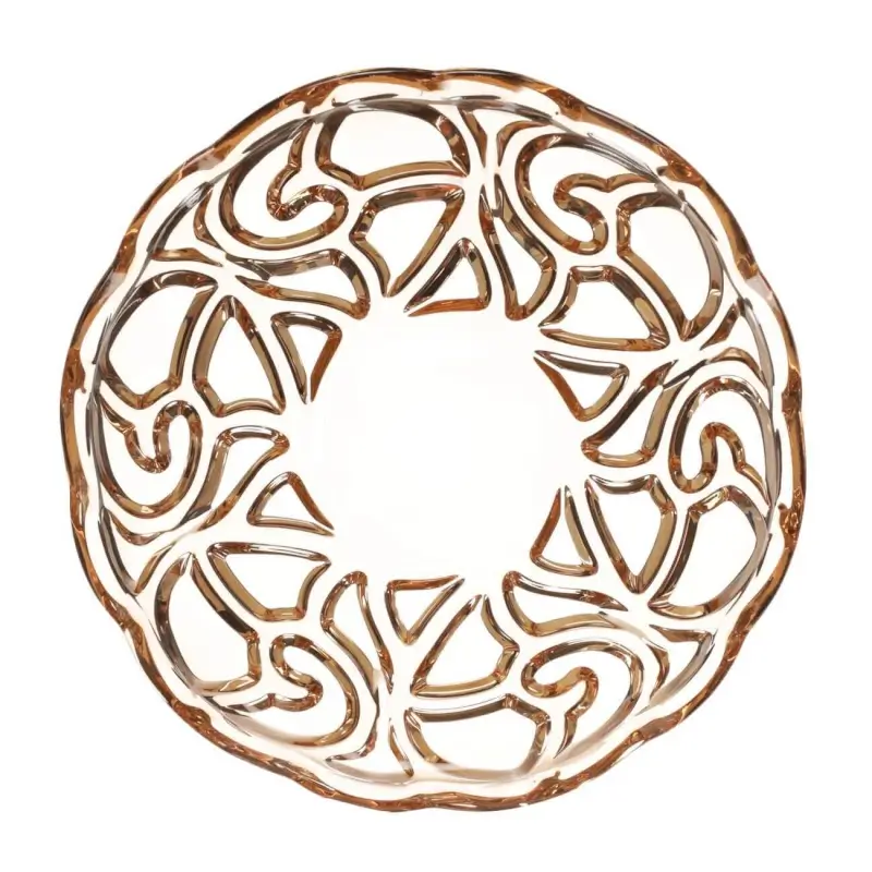 Dish, 32 cm, glass R, amber, Patterns, Gala