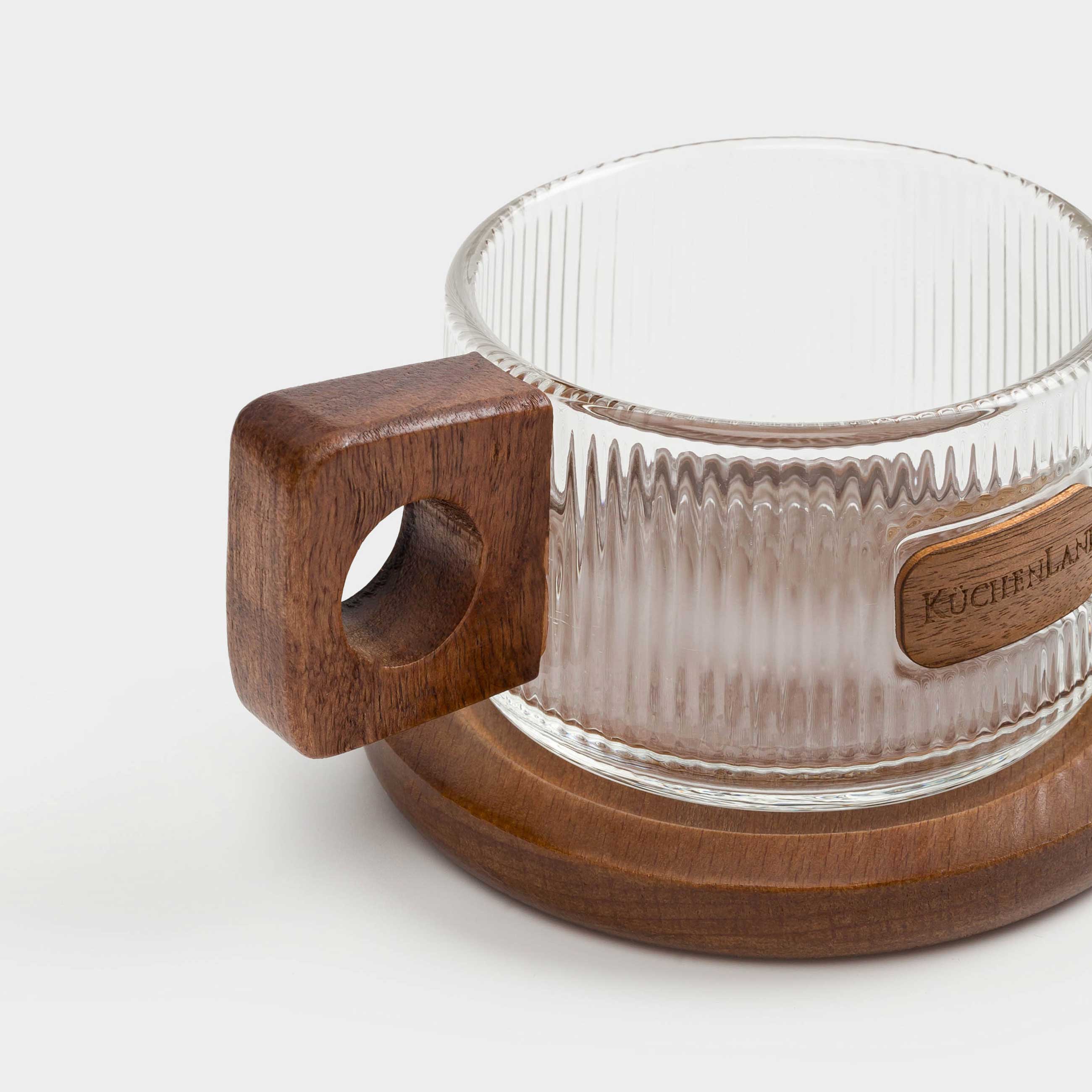 Mug, 230 ml, on a stand, glass B / wood, Ribby