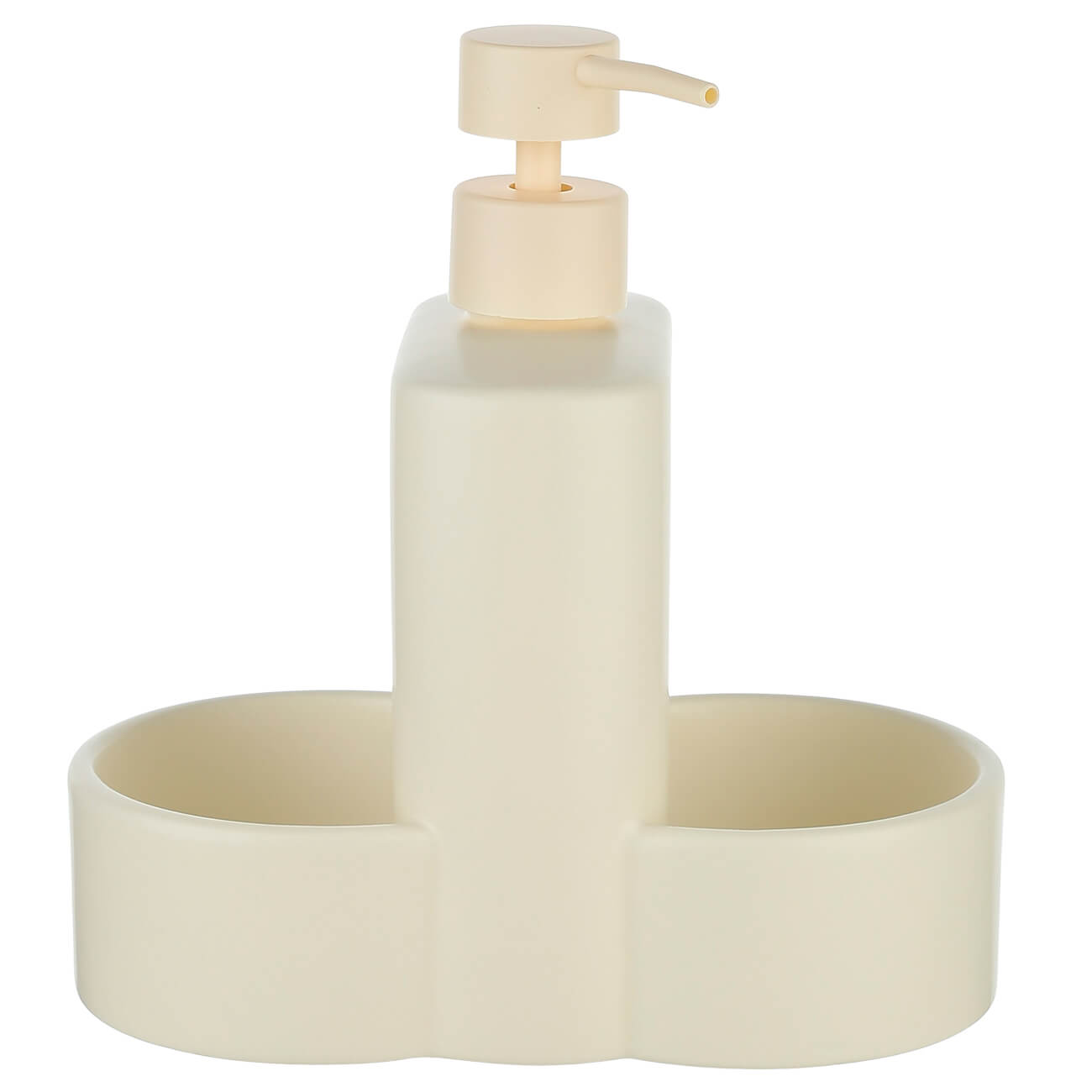 Detergent dispenser, 380 ml, organizer, 2 compartments, ceramic, milk