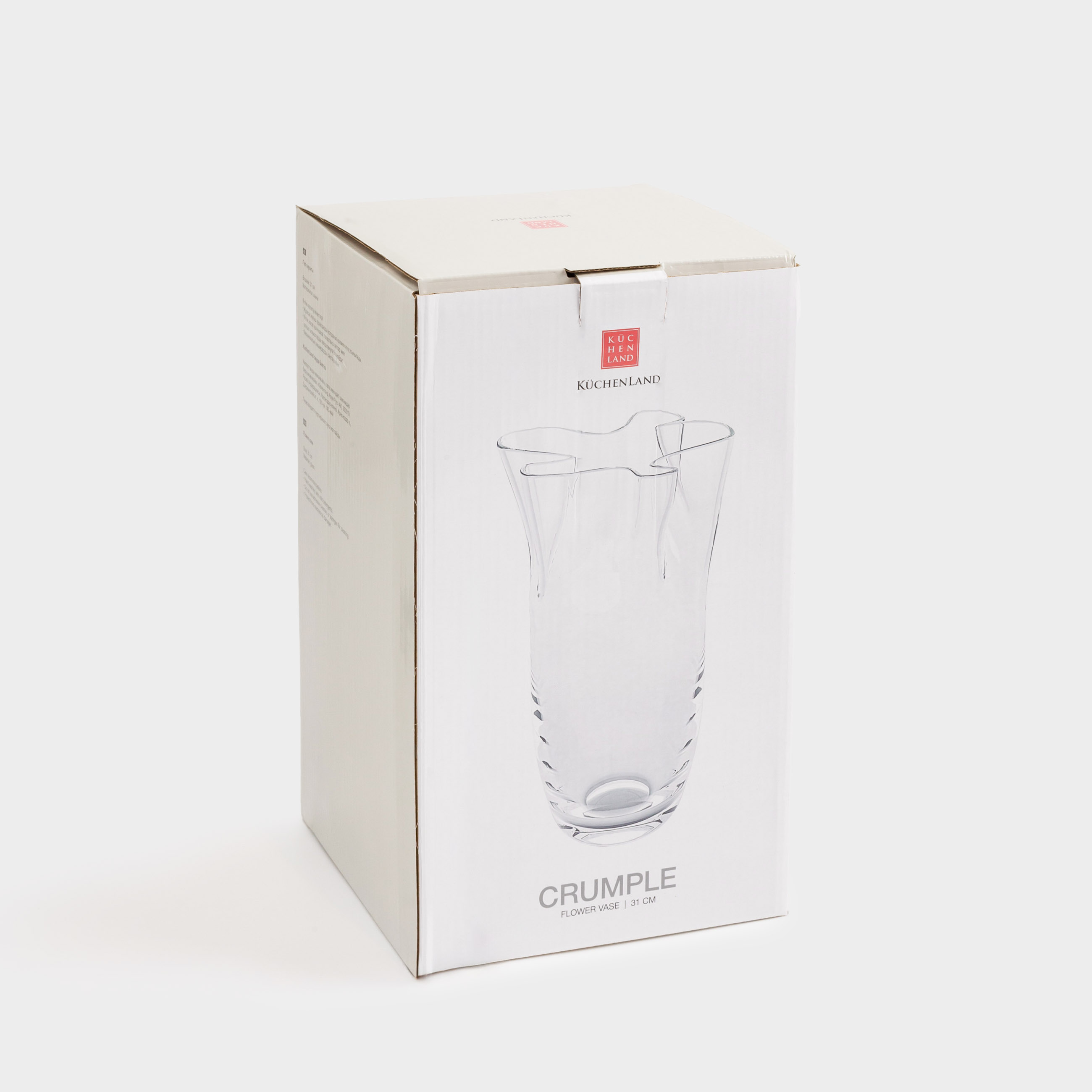 Flower vase, 31 cm, Glass, Crumpled effect, Crumple