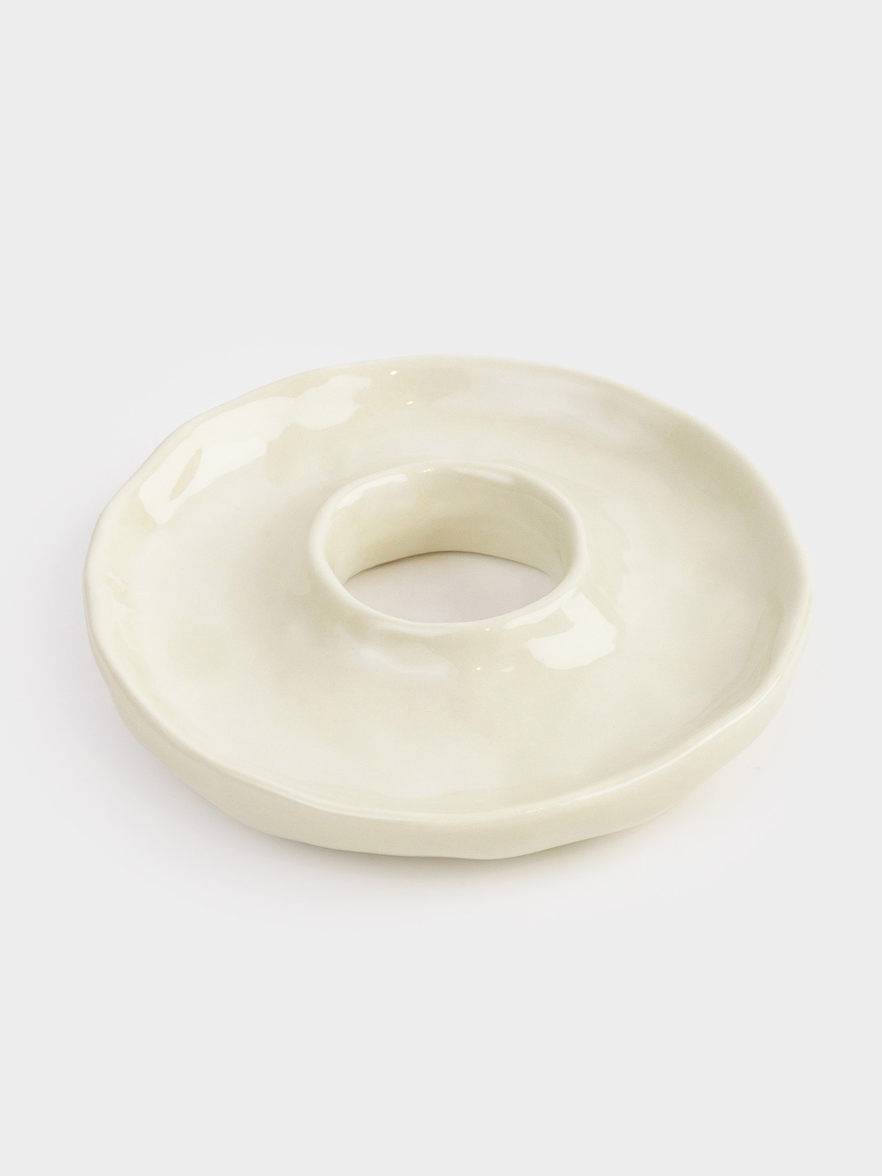 Egg stand, 12 cm, porcelain P, milky, Crumple, image-1