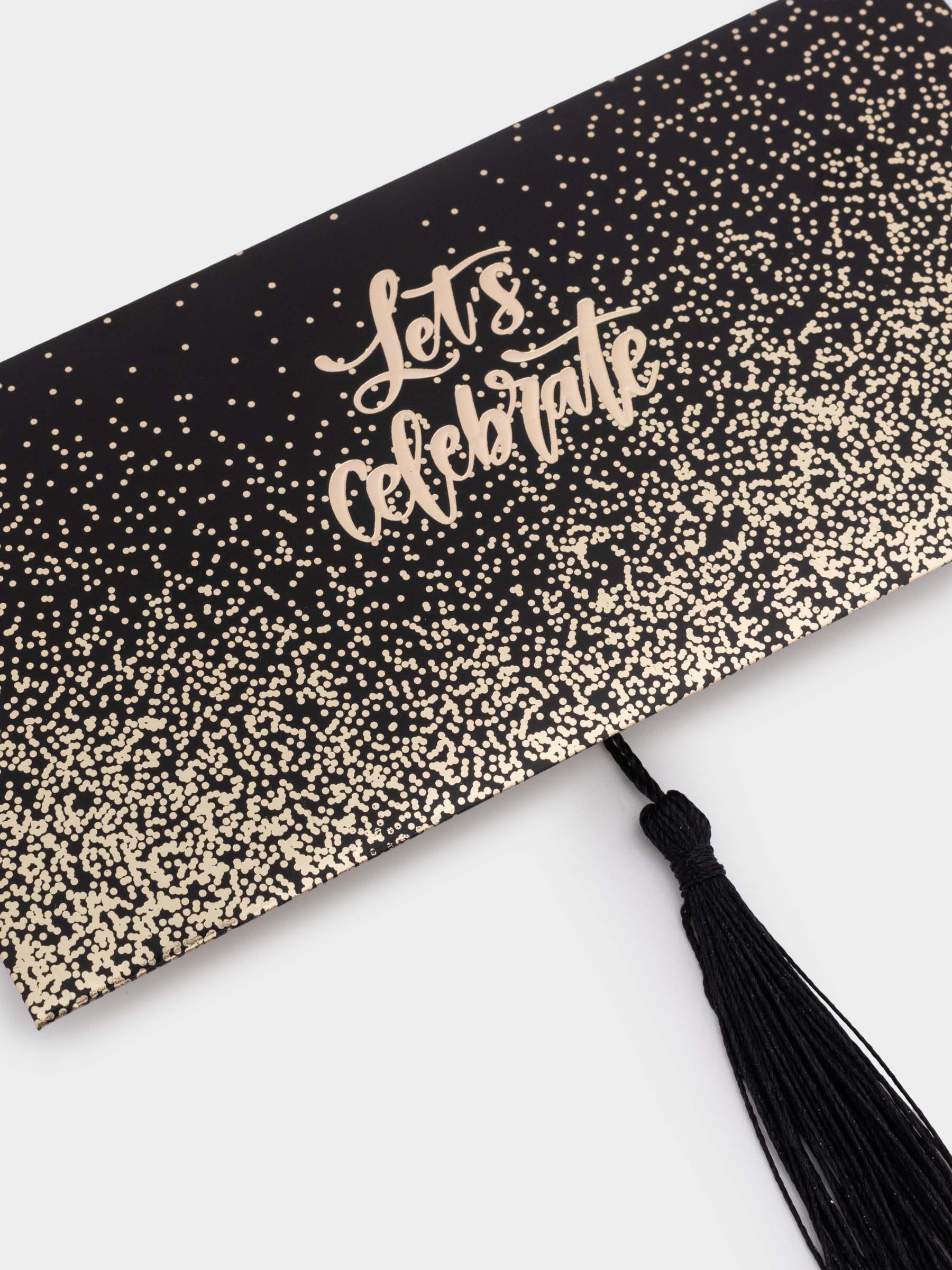 Gift envelope, 16x8 cm, with fringe, paper, black, Glitter, Sparkle, image-4