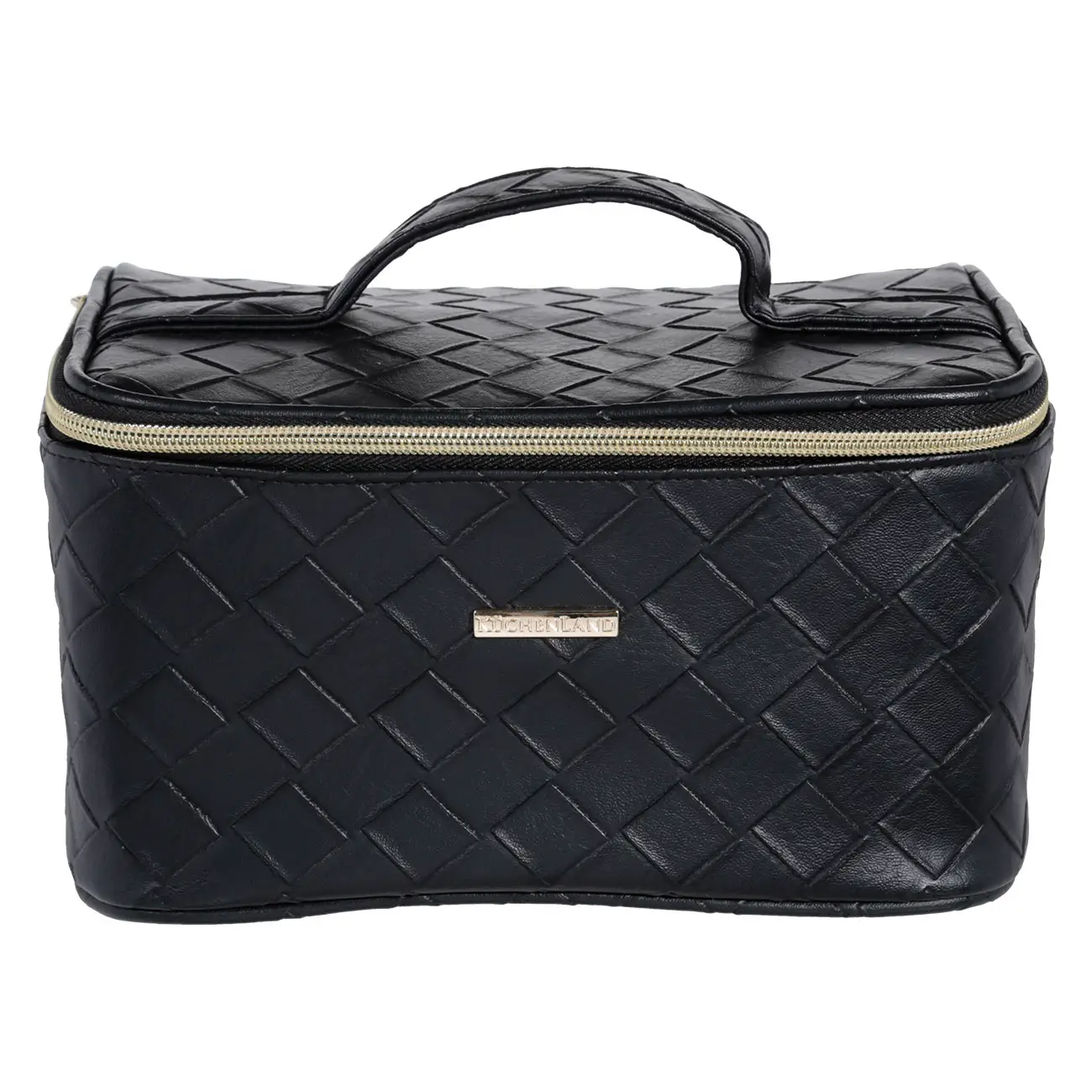 Cosmetic bag, 23x13 cm, with handle, polyurethane, black, Sennit, image-0