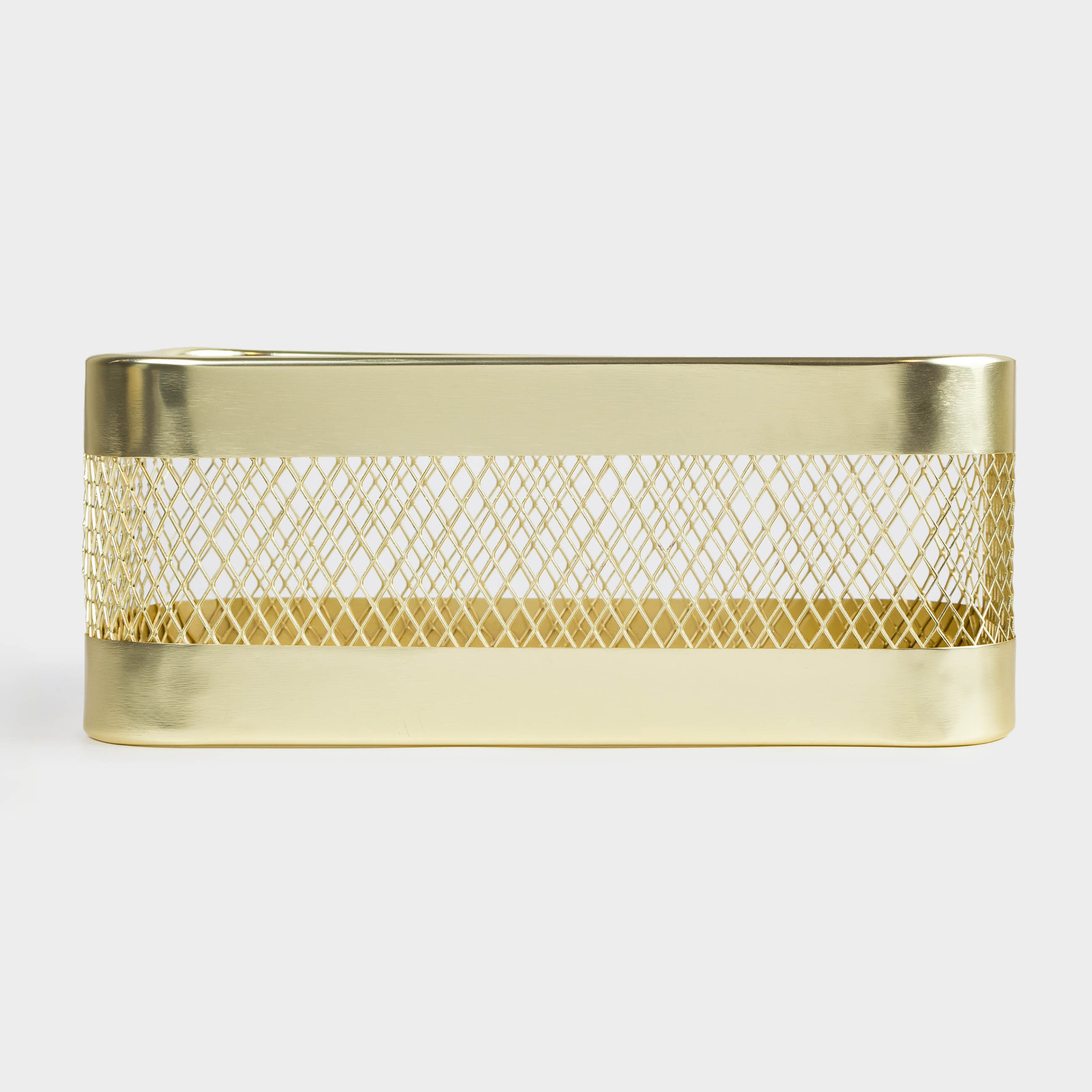Paper napkin box, 25x14 cm, metal / plastic, gold, Mesh, Twist gold, image-4