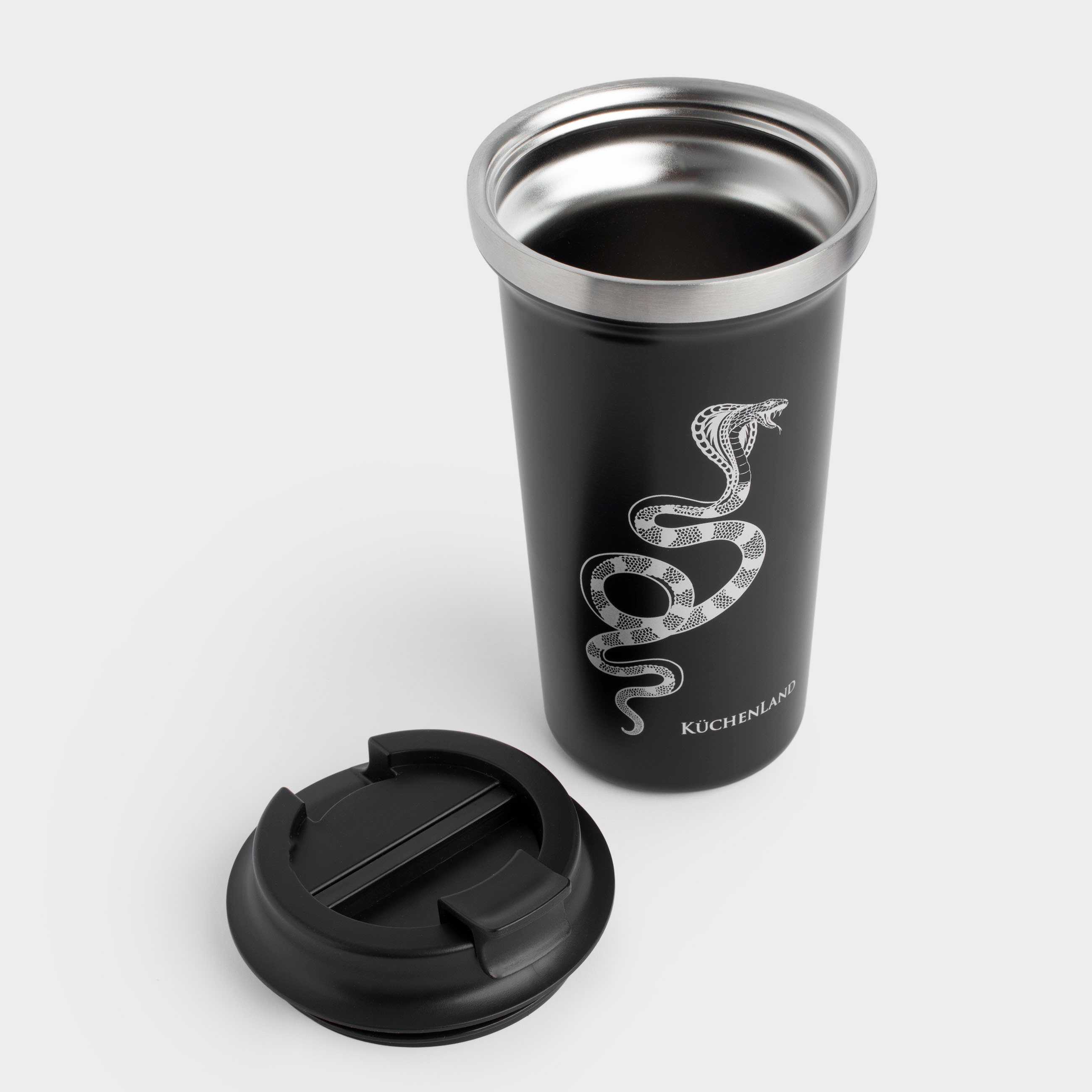 Thermocup, 450 ml, steel / plastic, black, Silver cobra, Coffee time, image-2