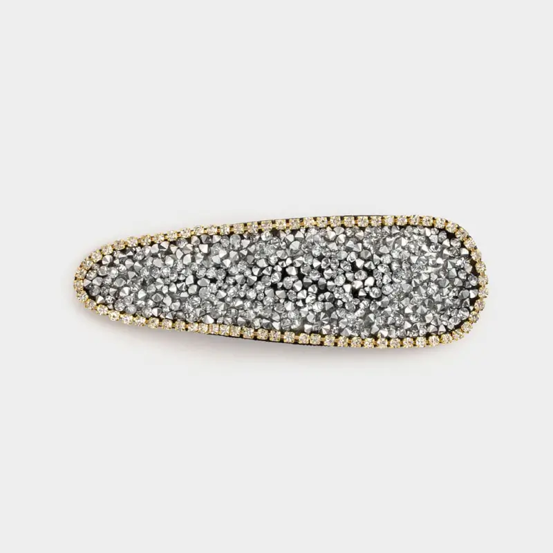 Hair clip, 7 cm, Acrylic / metal, Silver, Jewelry crystal