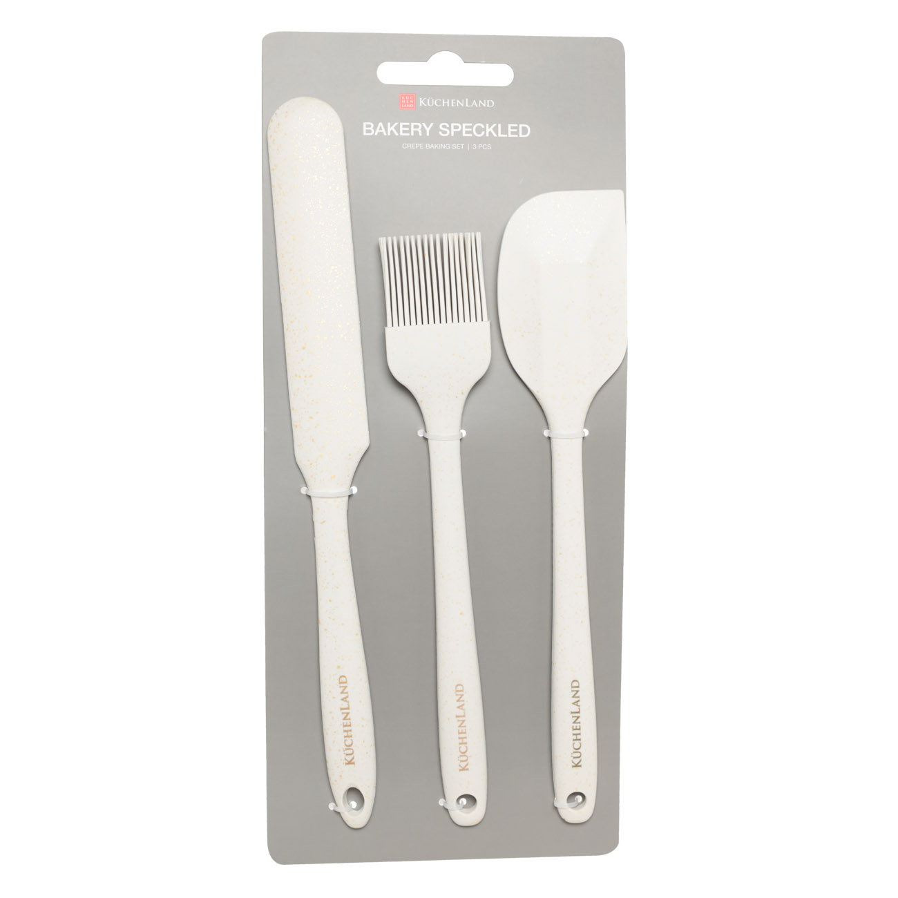 Pancake baking set, 3 items, spatulas/brush, silicone, ecru, speckled bakery speckled, image-4