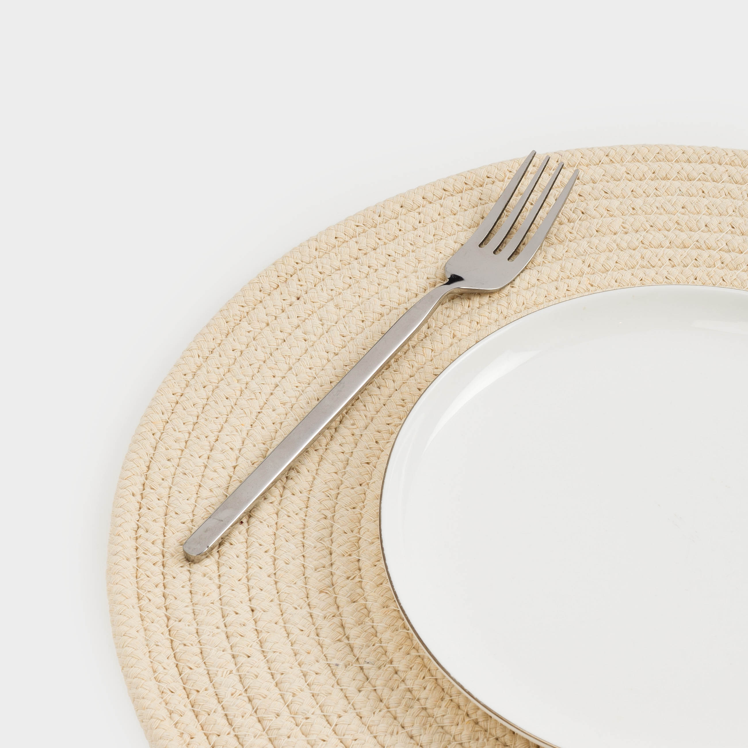 Placemat, 38 cm, polyester / cotton, round, beige, Swivel