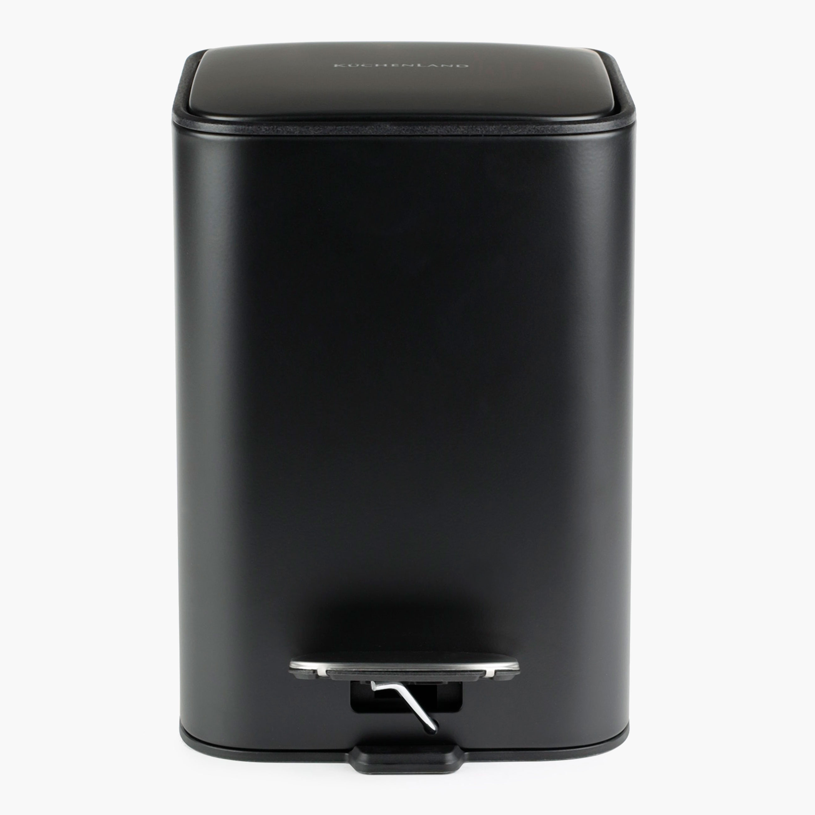 Trash can, 3 l, with pedal, metal, square, black, Total black