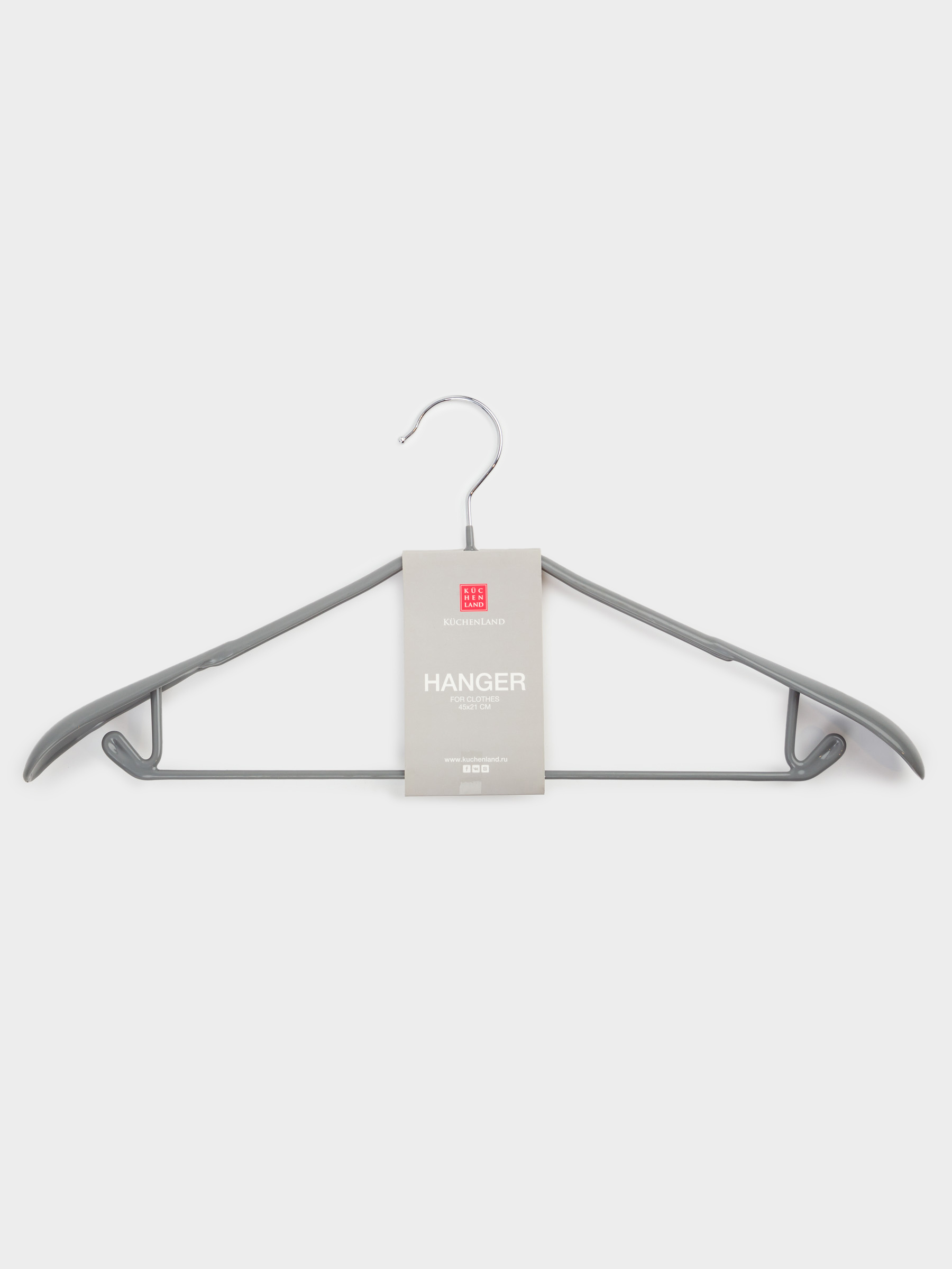 Hanger, 44 cm, with shoulder pad, with loops for trousers/skirts, metal coated, gray, Colorful house, image-4