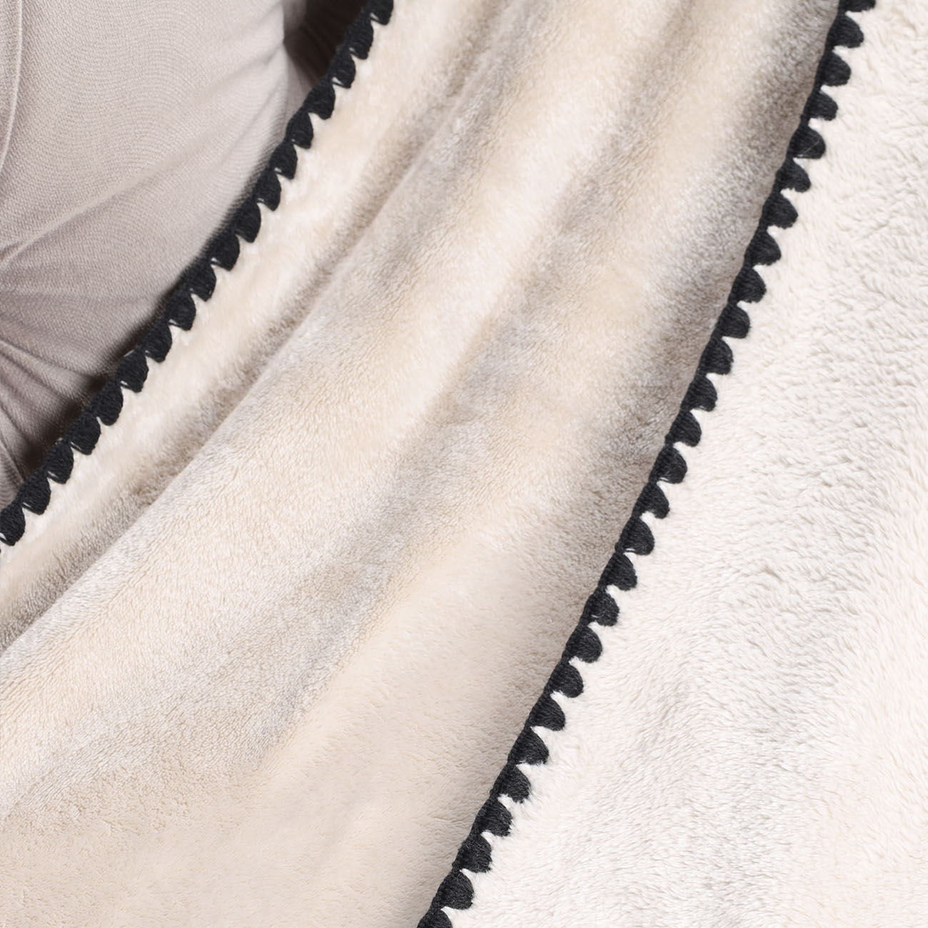 Plaid, 140x190 cm, flannel, beige-gray, Flannel, image-1