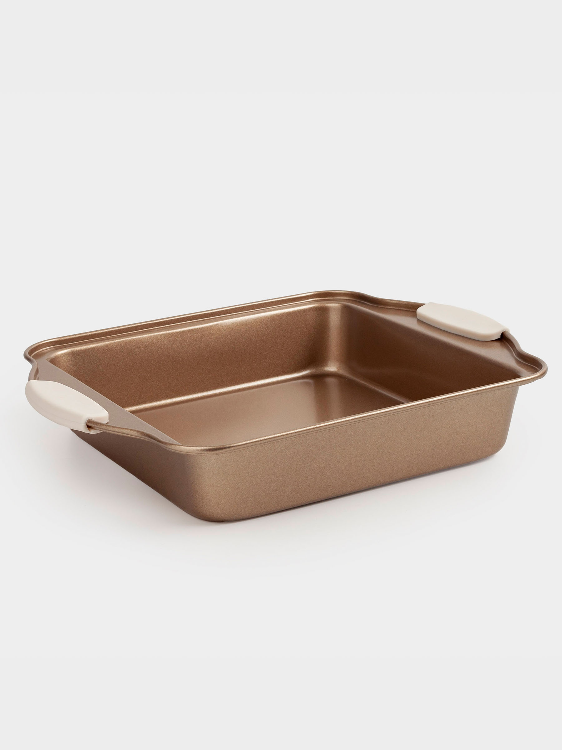 Baking dish, 28x22 cm, with handles, steel / silicone, square, copper, Resto , image-2