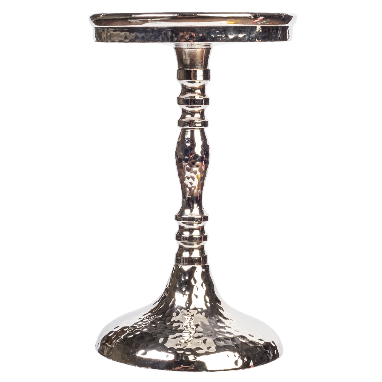 Candle holder, 32 cm, on a leg, glass / metal, silver, Fantastic R