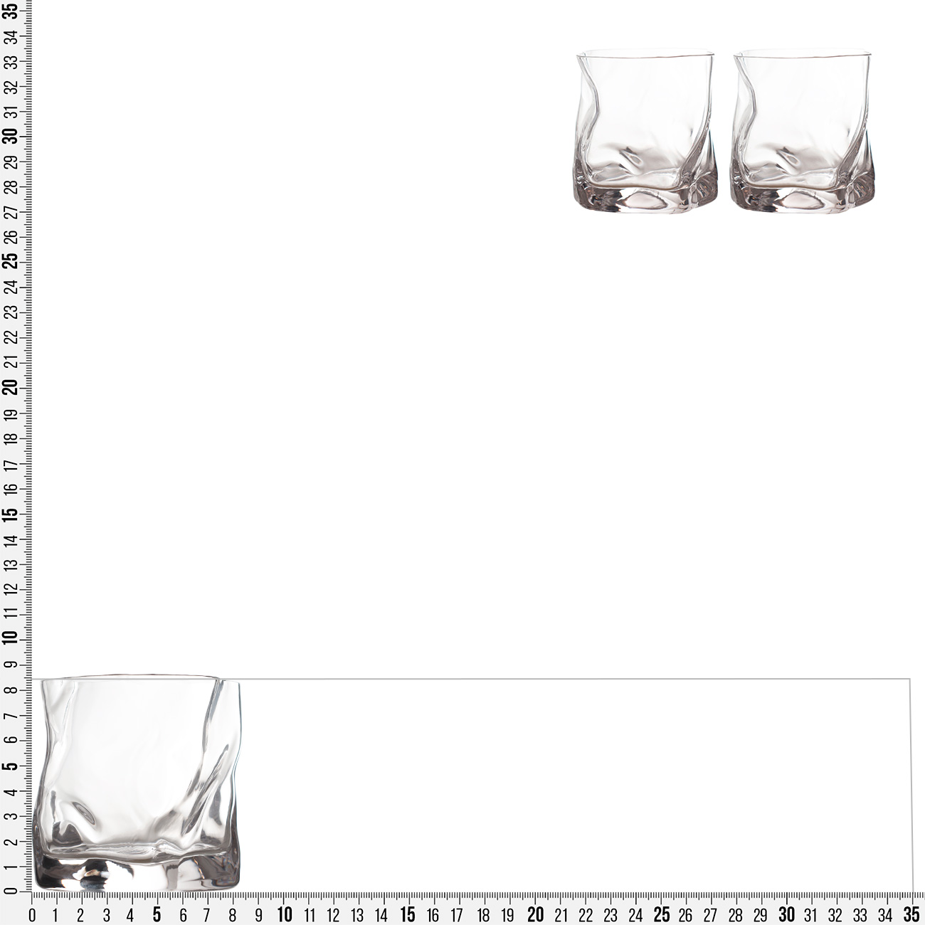 Whiskey glass, 8 cm, 245 ml, 2 pcs, glass, Slalom, image-2