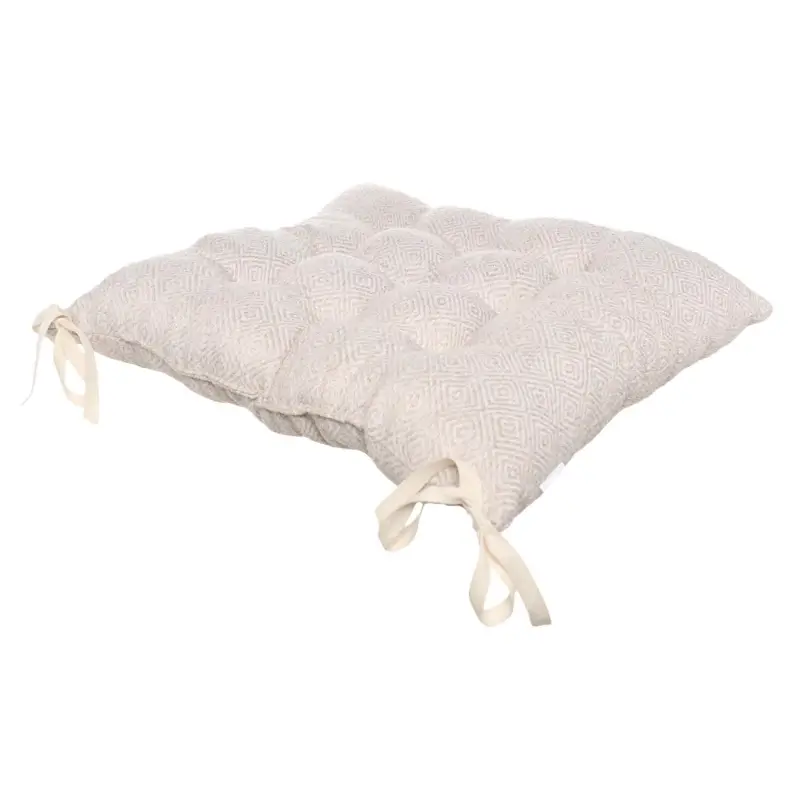 Chair cushion, 40x40 cm, with drawstrings, polyester, square, Beige, Rhombus, Rhombic