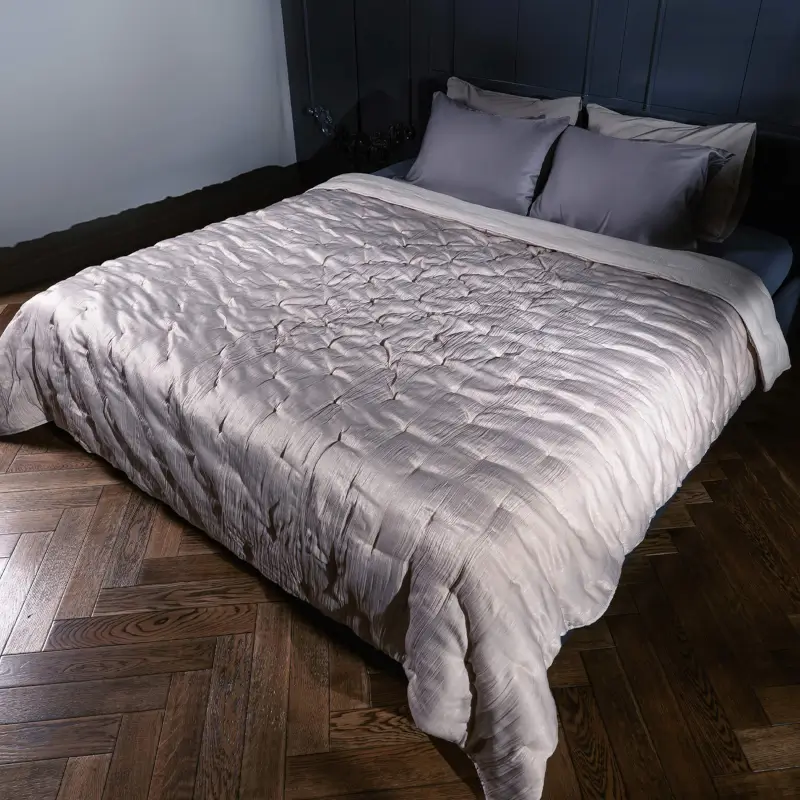 Bedspread, 220x240 cm, velvet, sand, Stitch velvet ,image-0