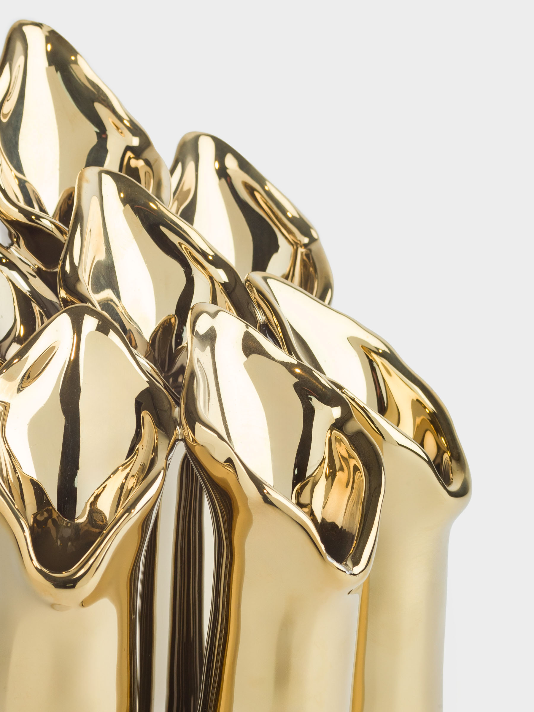 Flower vase, 18 cm, decorative, ceramic, golden, Bamboo stalks, Paradise island, image-5