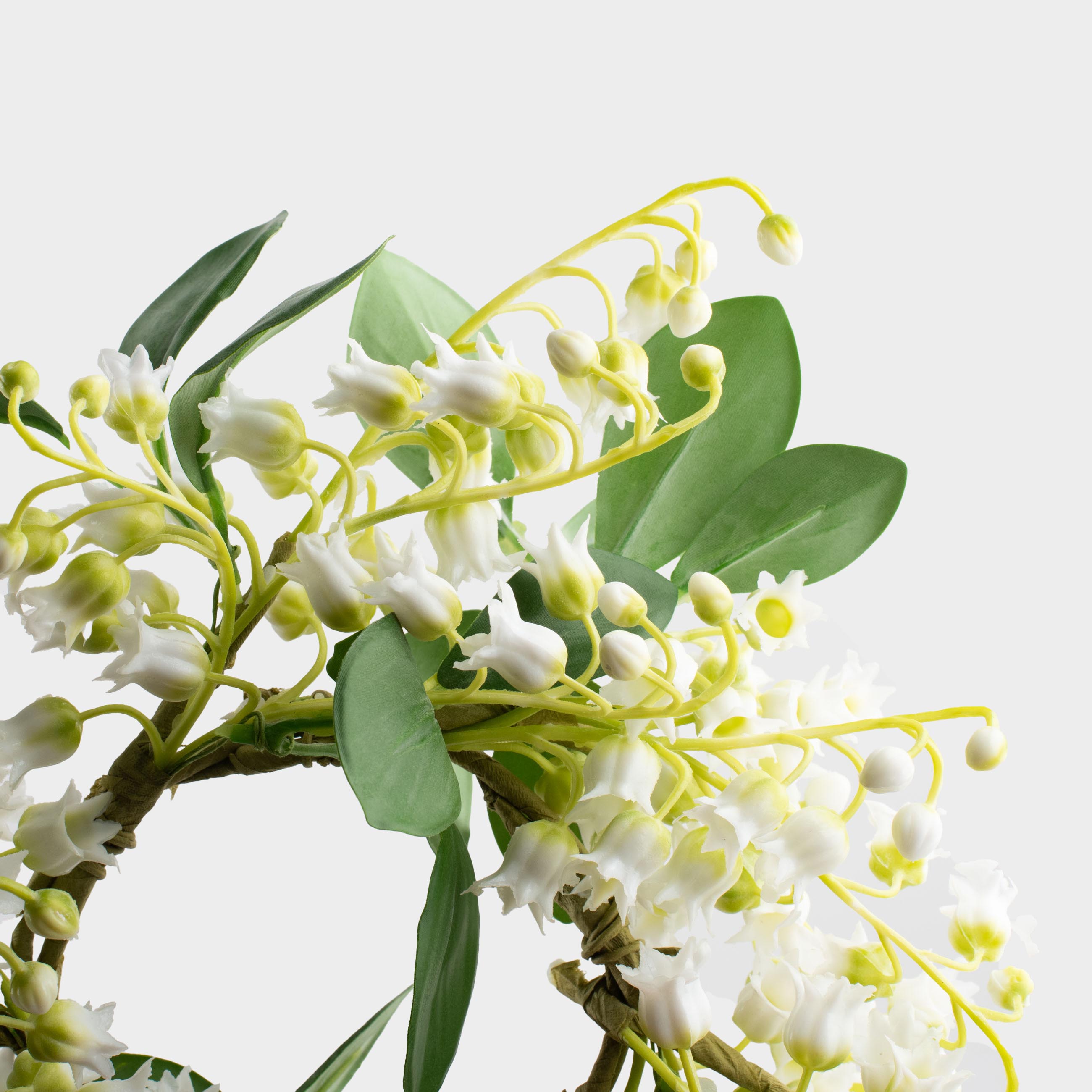 Decorative wreath, 9/26 cm, plastic, White lilies of the valley, May-lily, image-3