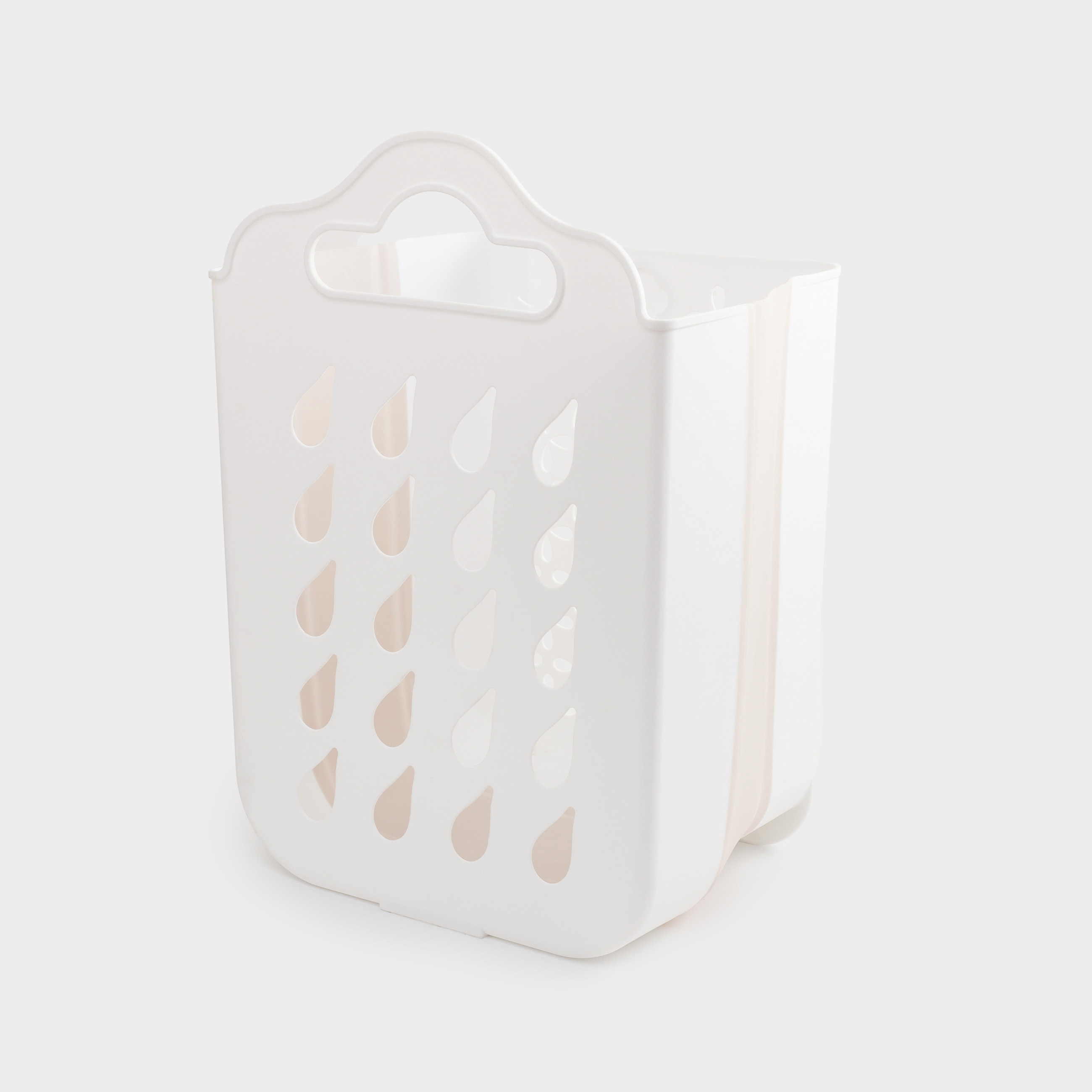 Laundry basket, 25x34x48 cm, folding, plastic / rubber, beige-pink, Foldaway, image-4