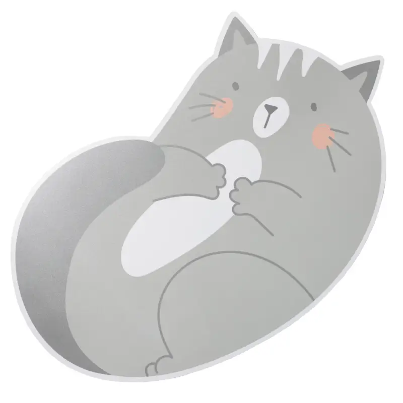 Napkin for appliances, 47x30 cm, plastic, curly, gray, Cat, Grey cat ,image-0