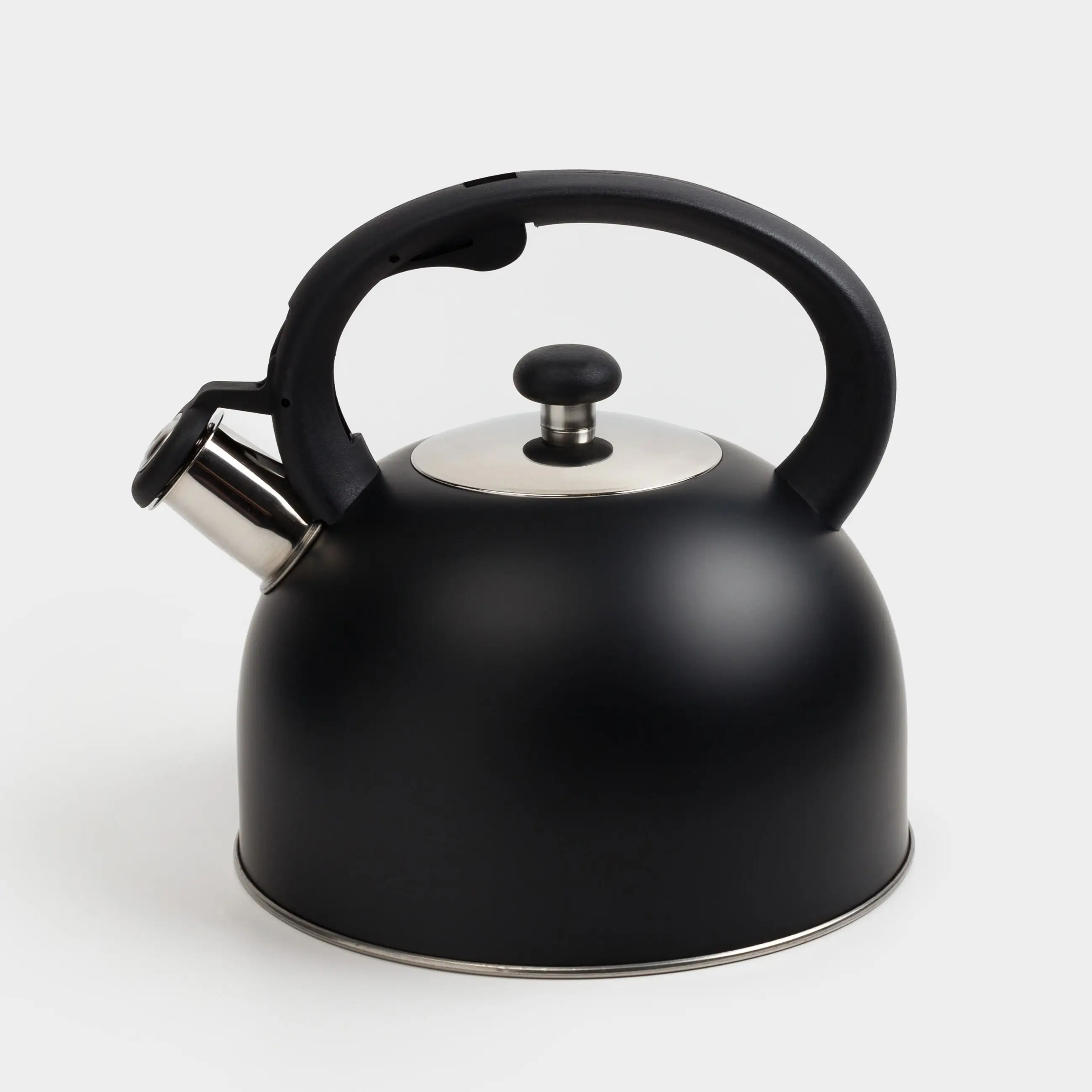 Teapot, 3 L, with whistle, steel / nylon, Black, Whistle, image-0