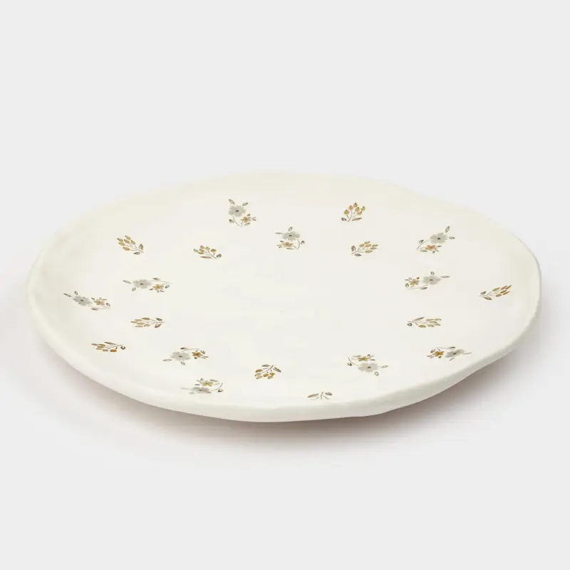 Dish, 23 cm, ceramic, milk, Vintage flowers, La flore ,image-0