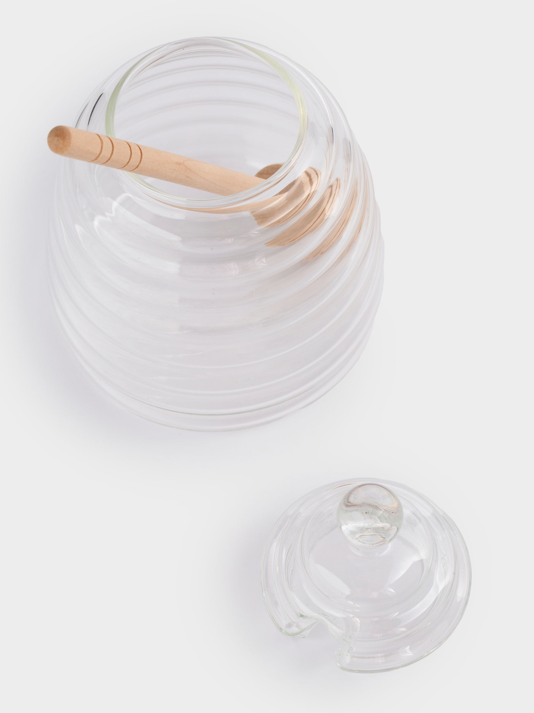Honey jar, 470 ml, with spoon, Used glass / wood, Honey, image-4