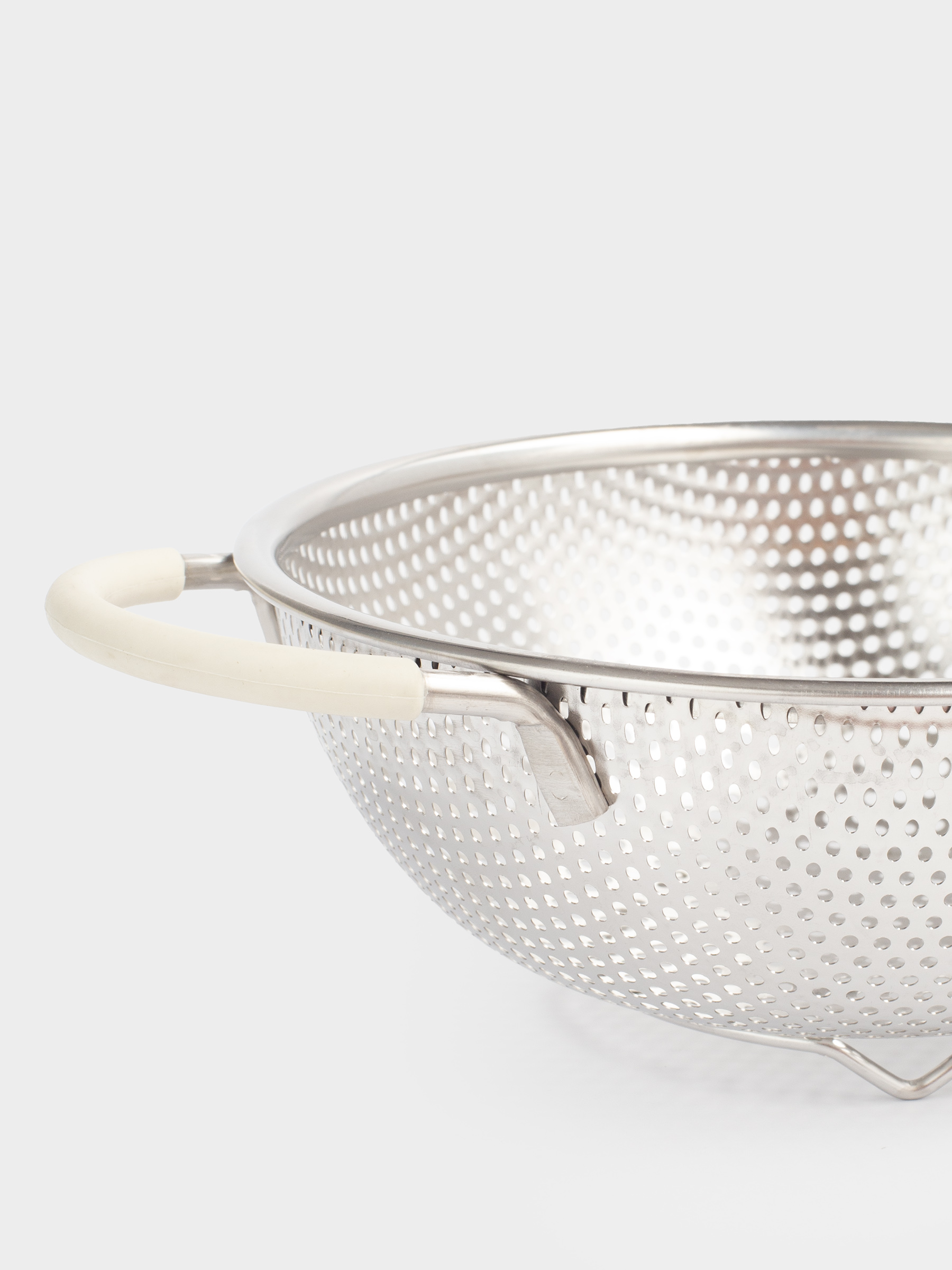 Colander, 19 cm, with two handles, steel / silicone, beige, Tammy, image-3