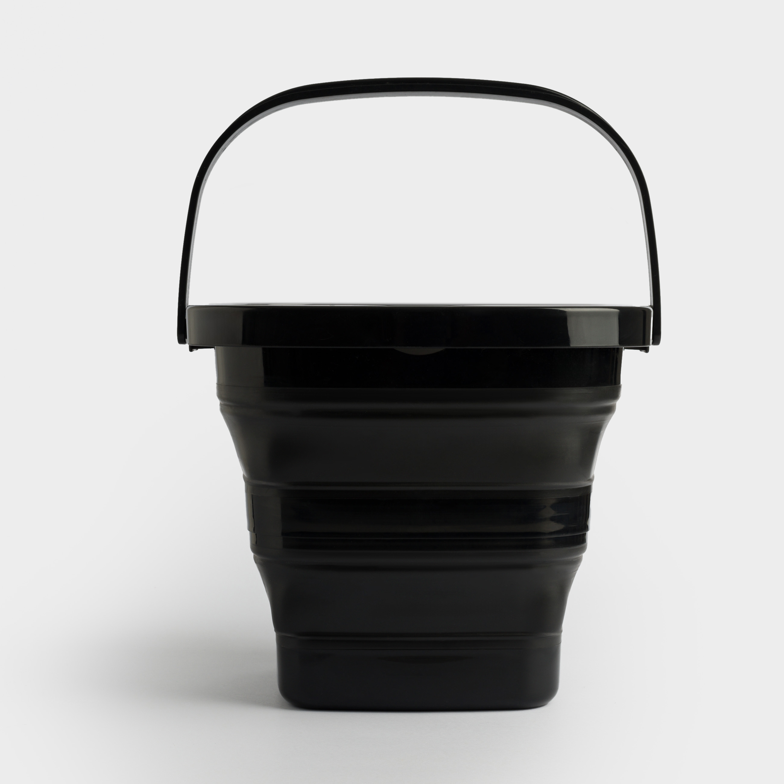 Folding bucket, 5 l, plastic/rubber, square, black, Foldaway black