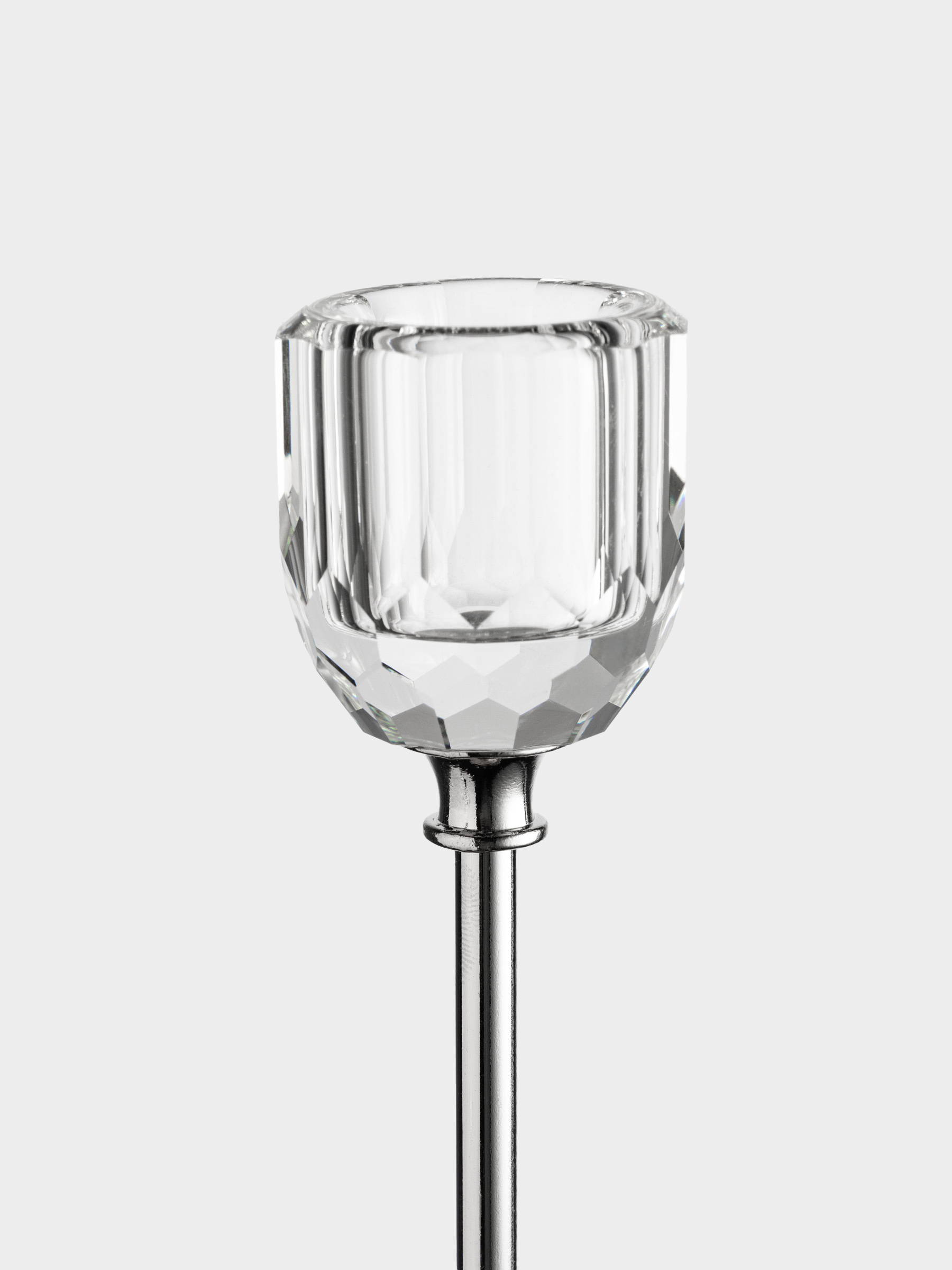 Candlestick, 24 cm, for a thin candle, on a leg, crystal glass / metal, Lux crystal, image-2