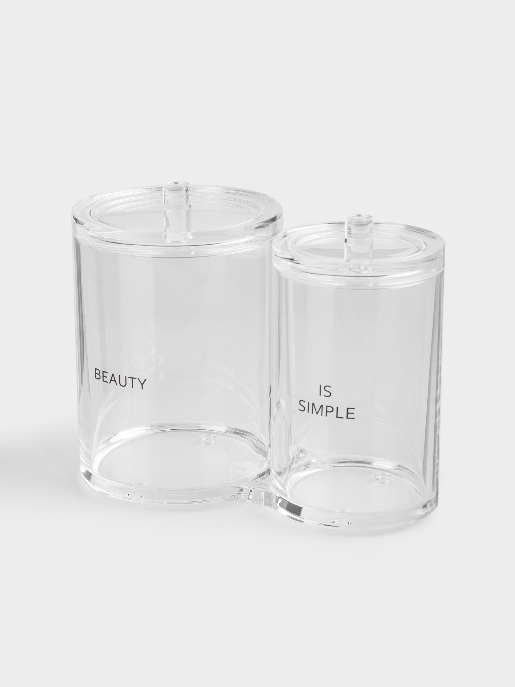 Cotton pad / swabs container, 15x12 cm, 2 compartments, with lid, plastic, Basic font, image-2
