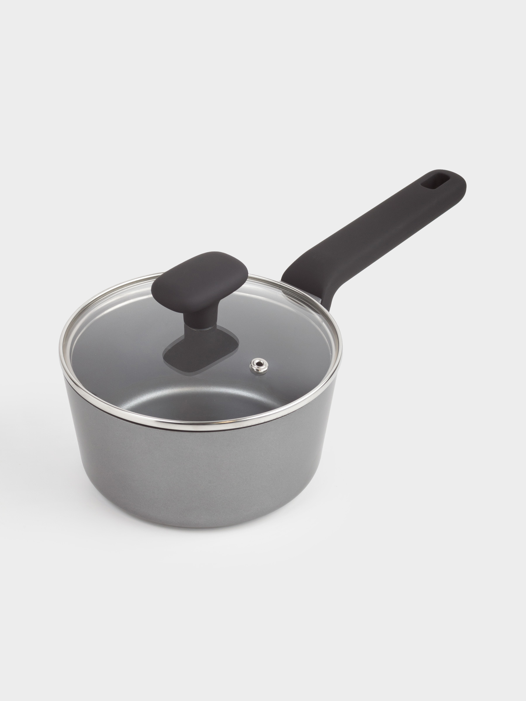 Saucepan, 16 cm, 1.5 l, with lid, coated, aluminum, grey-black, Mintali, image-1