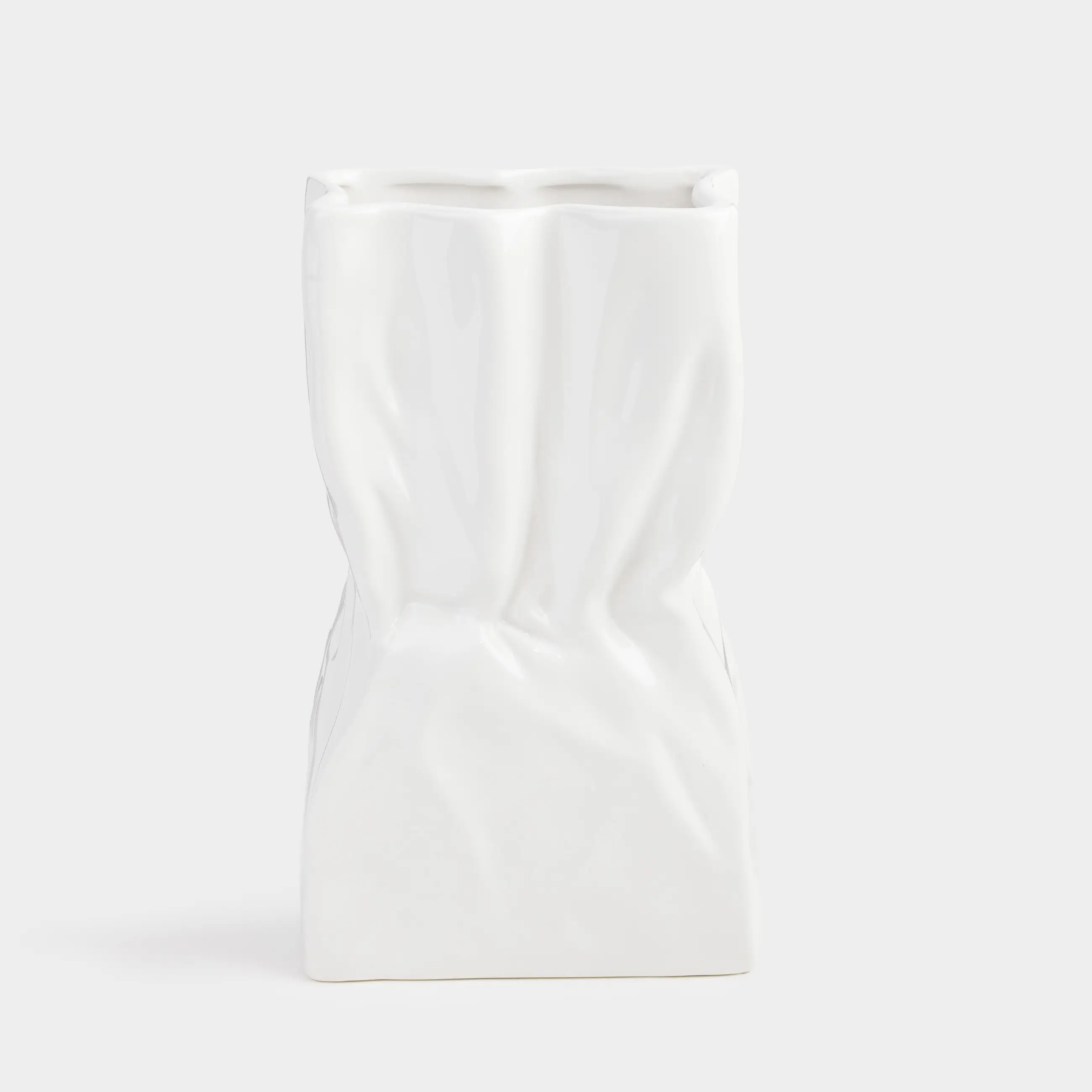 Flower vase, 24 cm, ceramic, white, Crease, Crumple, image-0