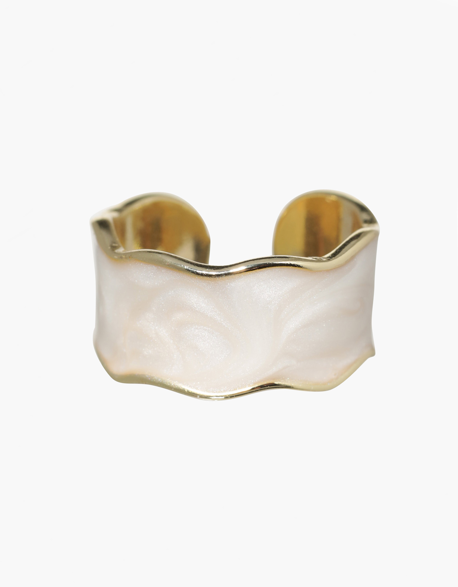 Ring, size S-M, single size, metal, golden beige, Jewelry, image-1