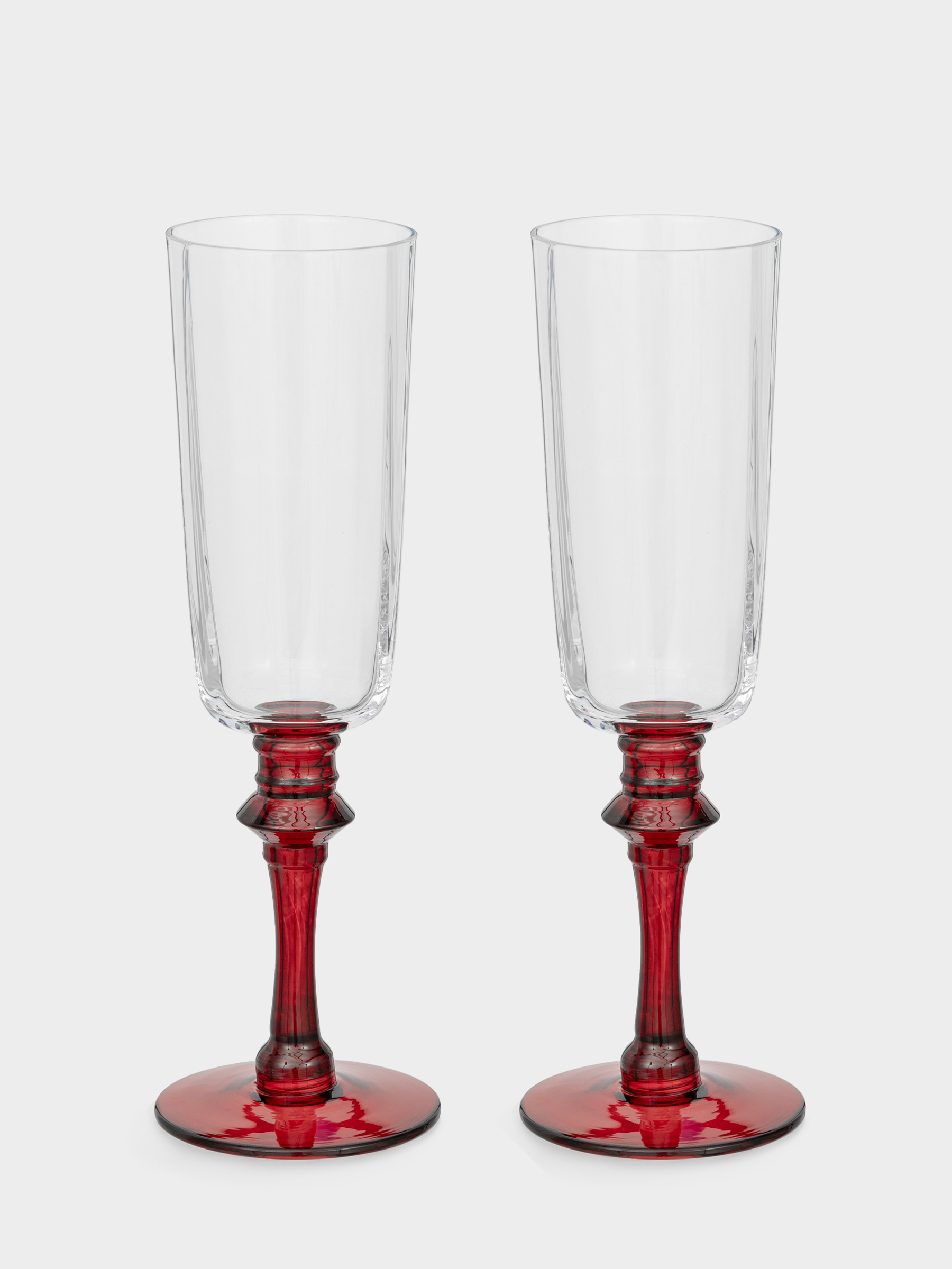 Drinking glass, 240 ml, 2 pcs, glass, red leg, Kalitea, image-0