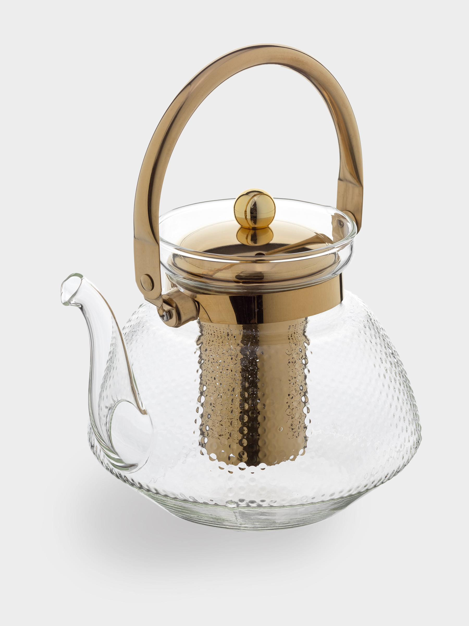 Teapot, 1,3 l, B/steel glass, golden, Classic gold, image-2