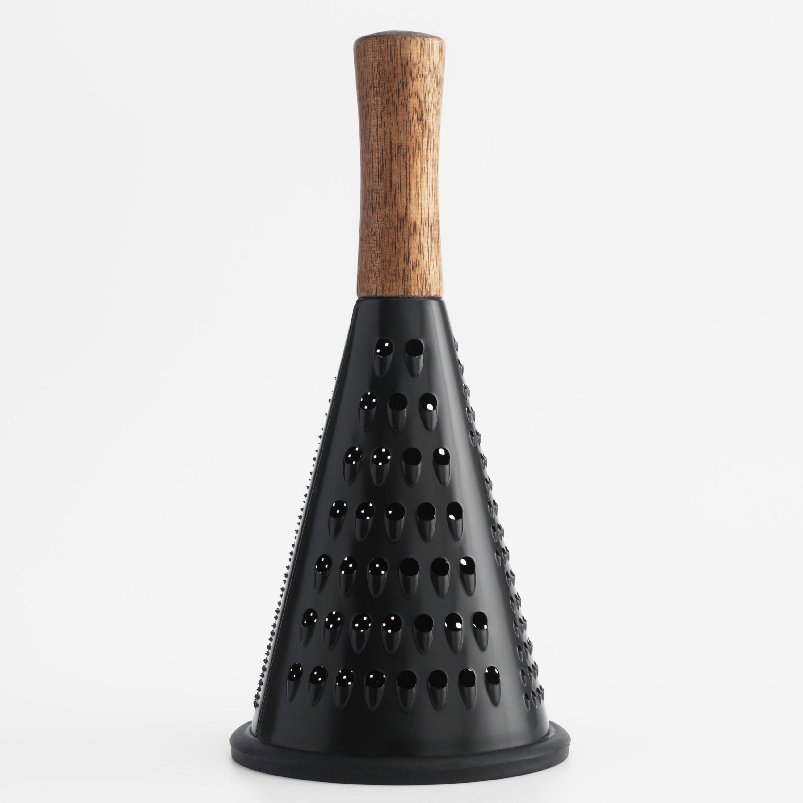 Grater, 25 cm, steel / wood, round, Black, Black style