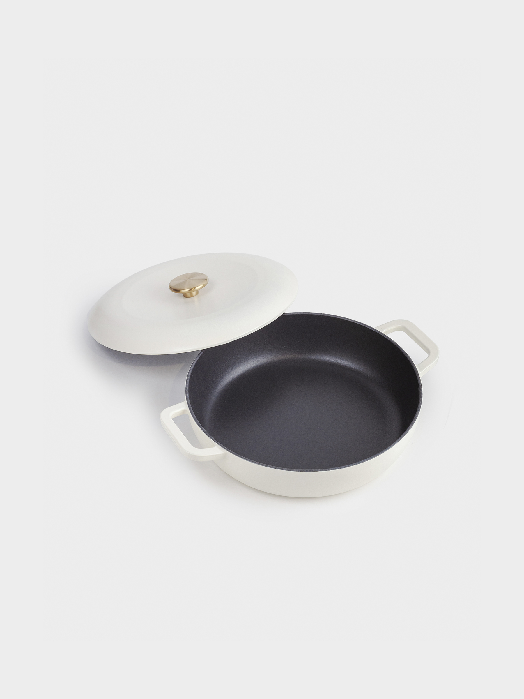 Saucepan, 30 cm, 3.5 l, with lid, cast iron, milky, Light kitchen, image-2