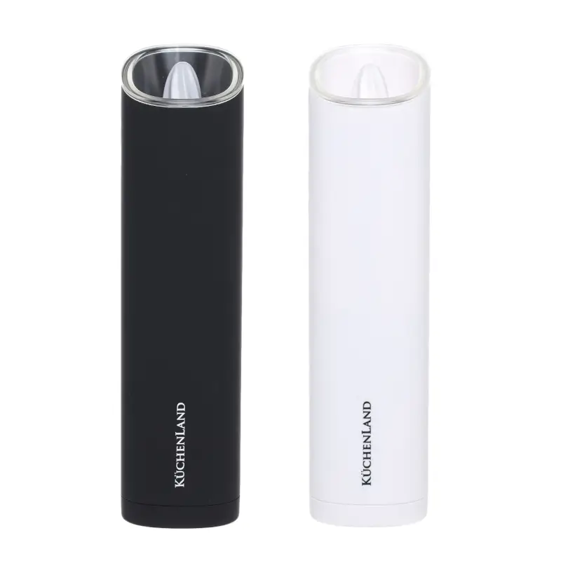 Spice mill, 20 cm, 2 pcs, Gravity, Plastic, LED W, White / Black, B&W ,image-0