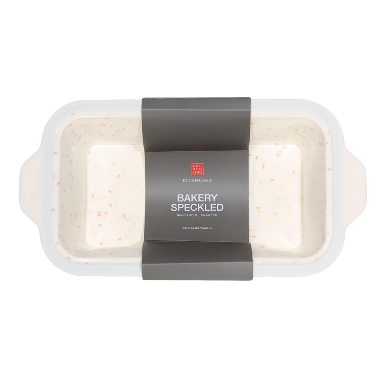 Baking dish, 28x14 cm, silicone / steel, rectangular, milk, speckled, Bakery speckled