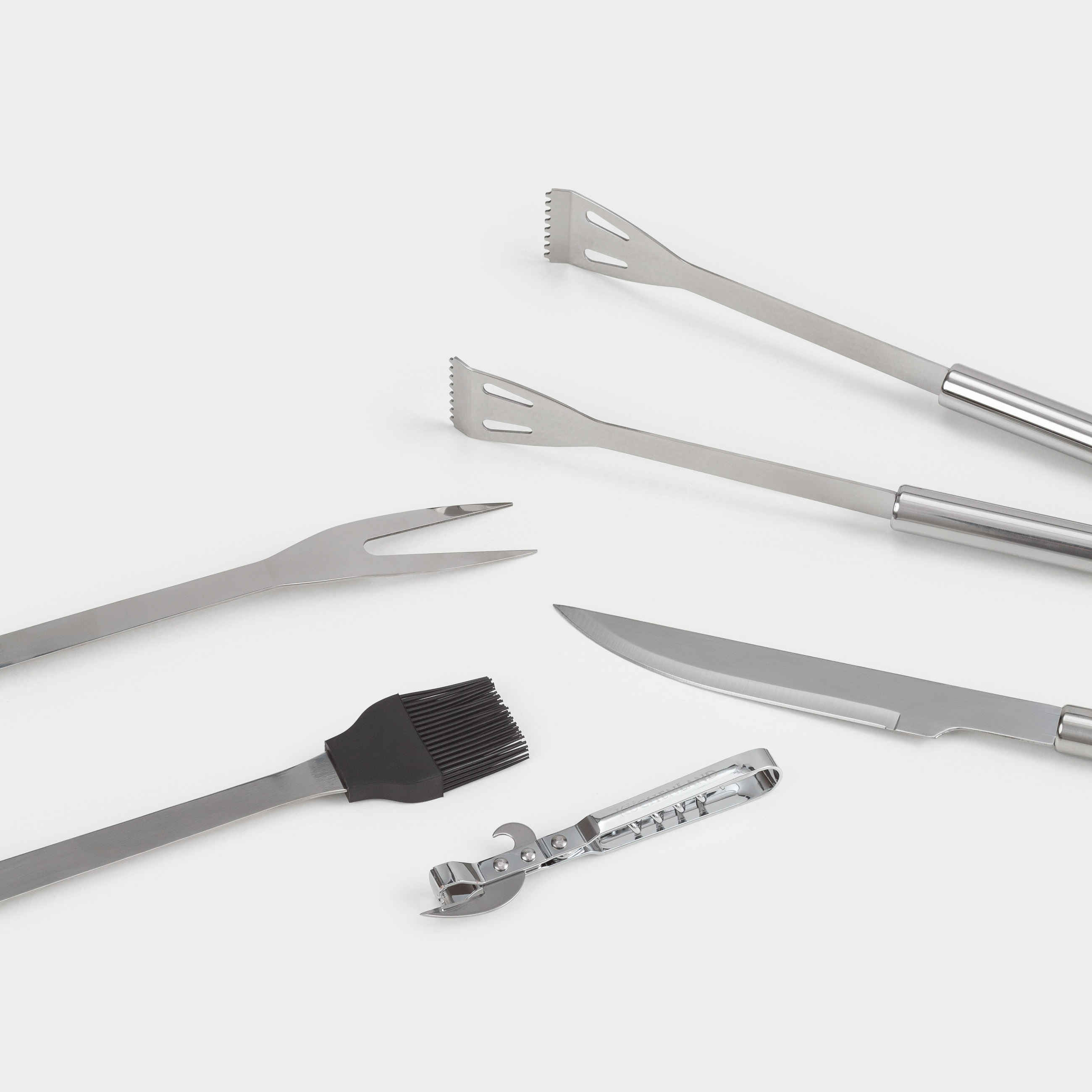 BBQ set, 5 items, in a fabric case, steel / silicone/eco-leather, BBQ