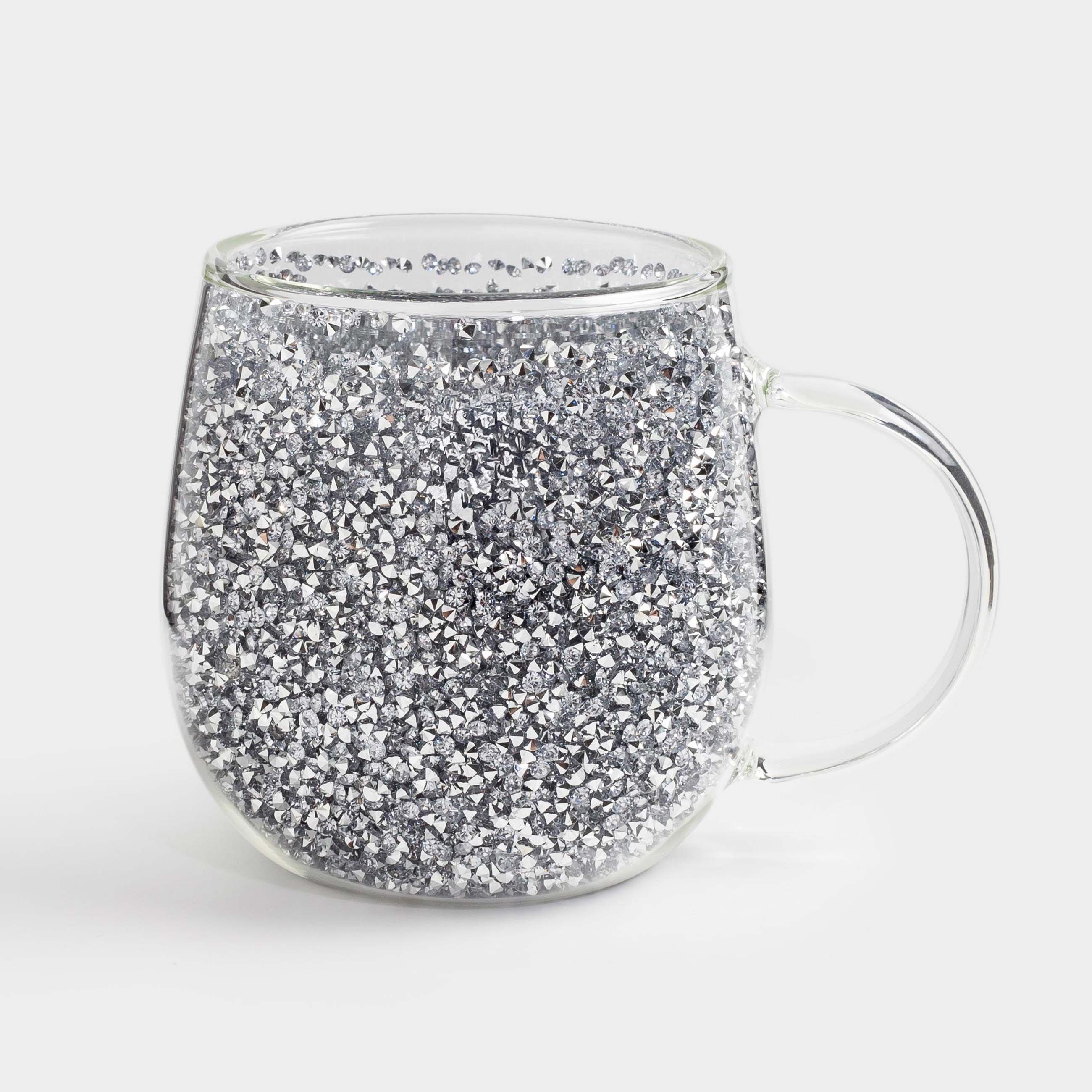 Mug, 330 ml, glass B, with gray crystals inside, Air decor, image-0