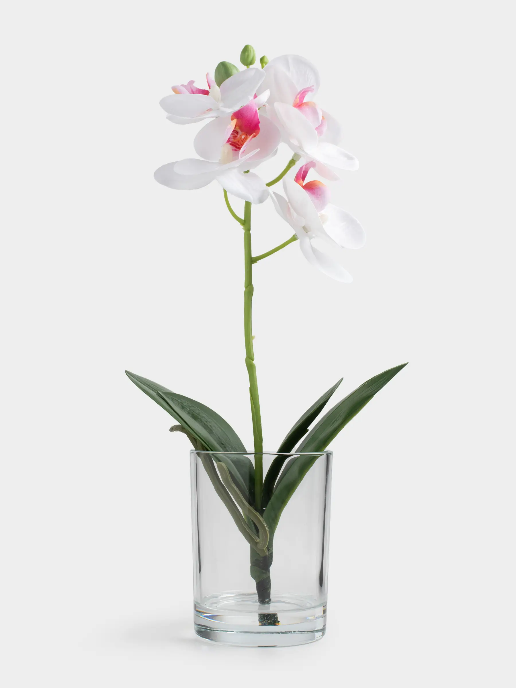 Artificial bouquet, 26 cm, in a vase, TEP / glass, White orchid, Orchid, image-0