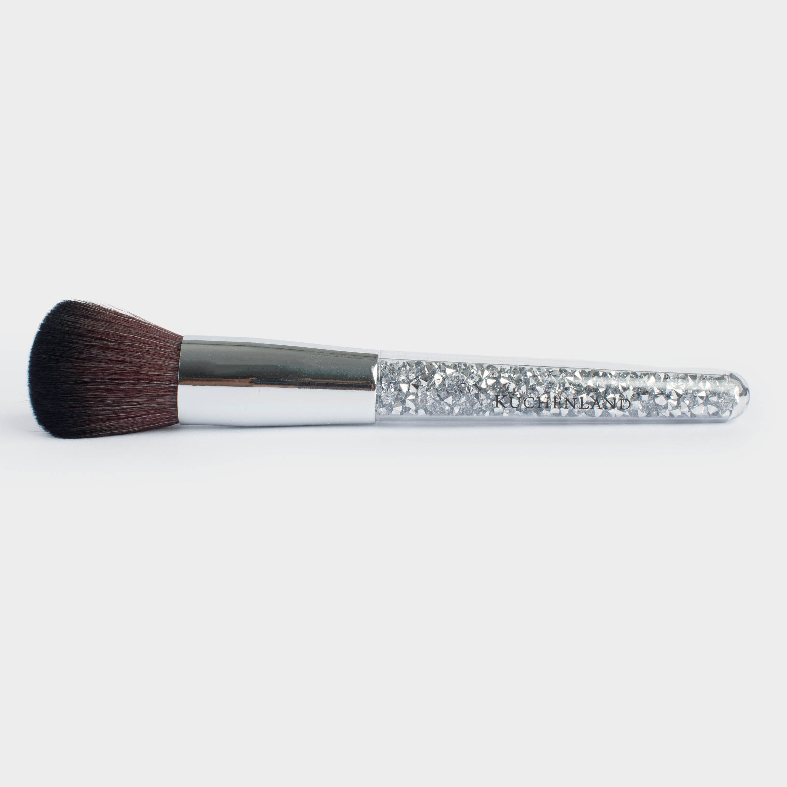 Powder brush, 16 cm, artificial pile / plastic, Silver, Beauty makeup, image-2