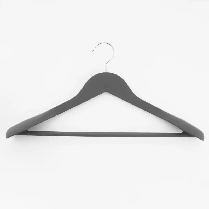 Coat hanger, 44 cm, for jackets and outerwear, plastic coated, grey, Fun house ,image-0