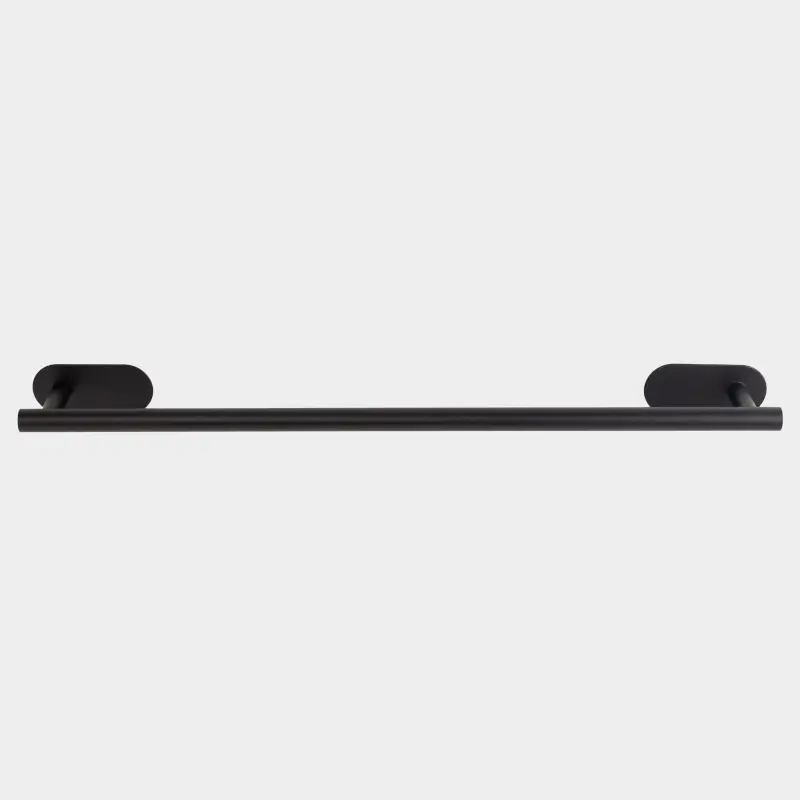 Towel holder, 50 cm, wall-mounted, with Velcro, steel, black, Total black ,image-0
