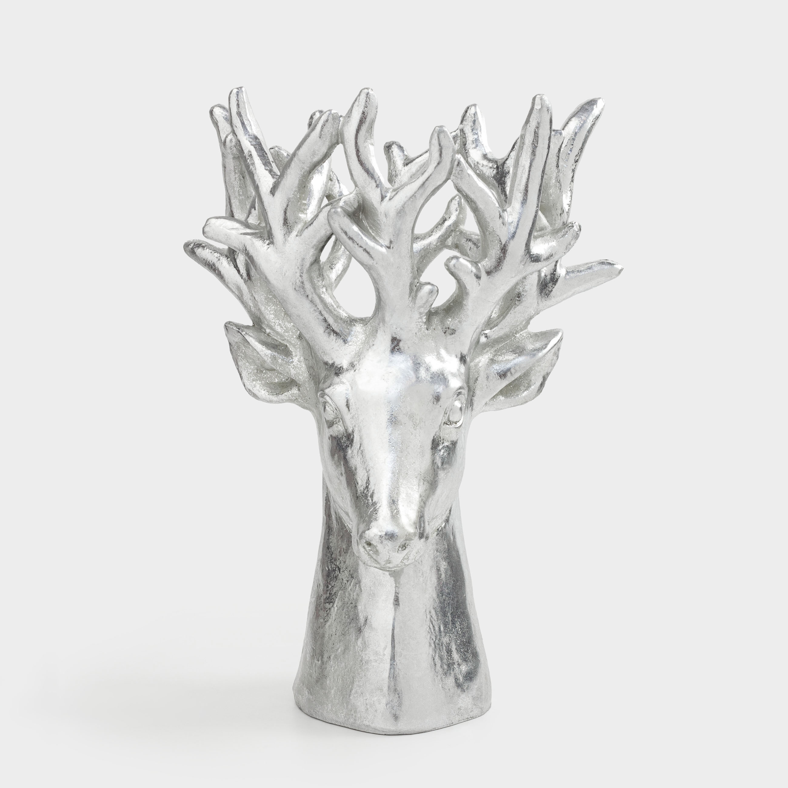 Decorative vase, 30 cm, polyresin, silver, Deer head, Deer sparks, image-0