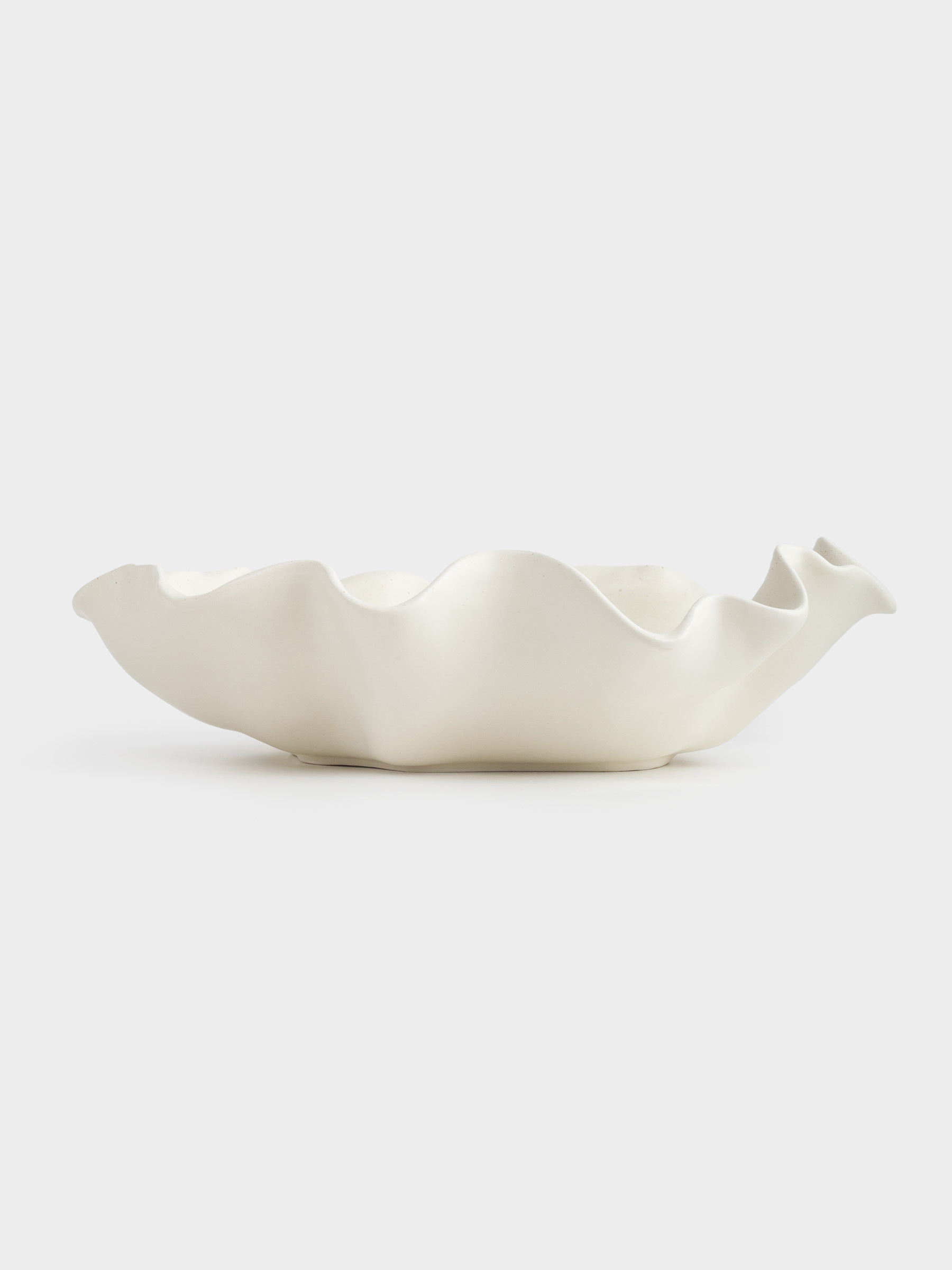 Fruit bowl, 35x10 cm, ceramic, milky, speckled, Crumpled effect, Crumple speckled, image-2