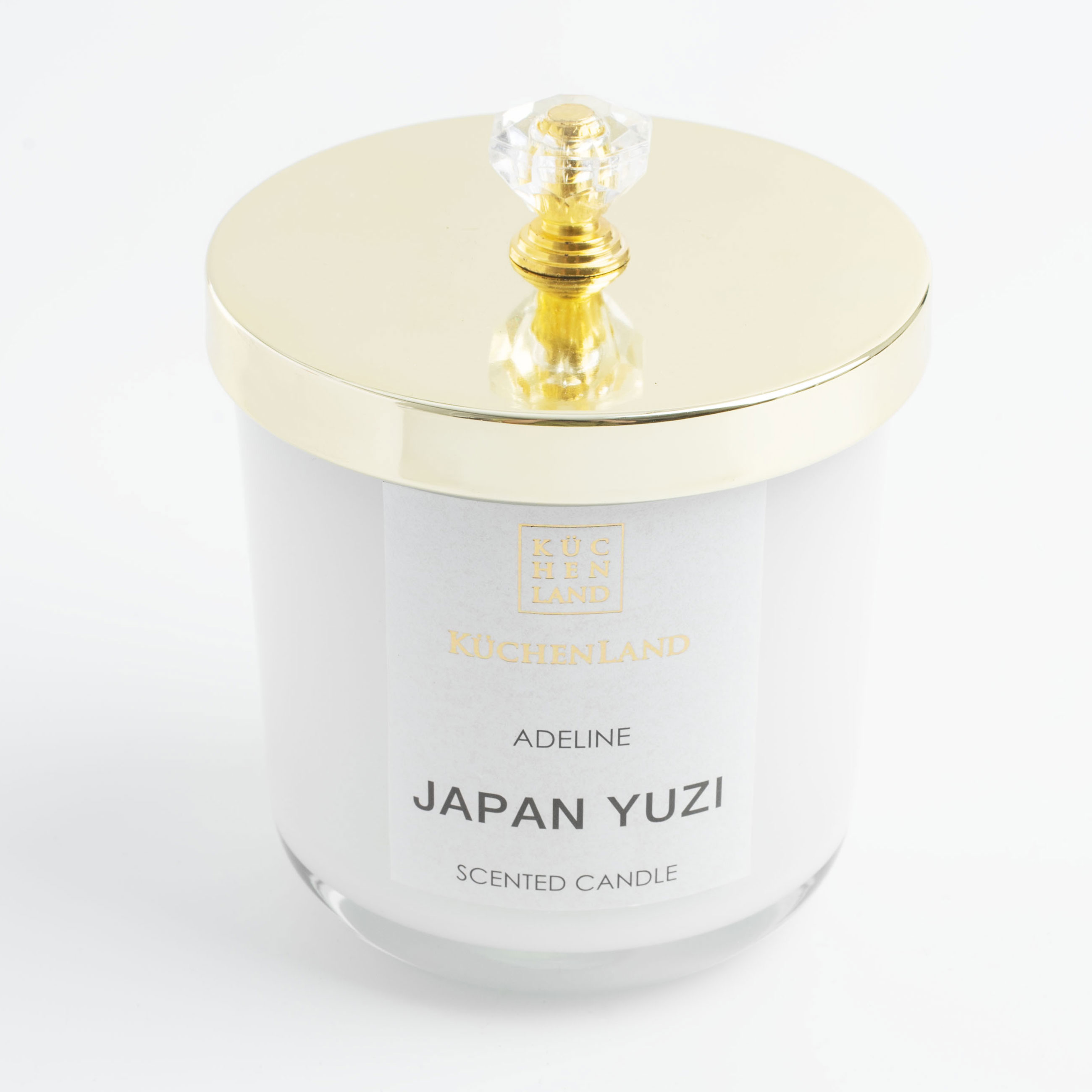 Scented candle, 9 cm, in a candle holder, with lid, glass, Japan Yuzi, Adeline