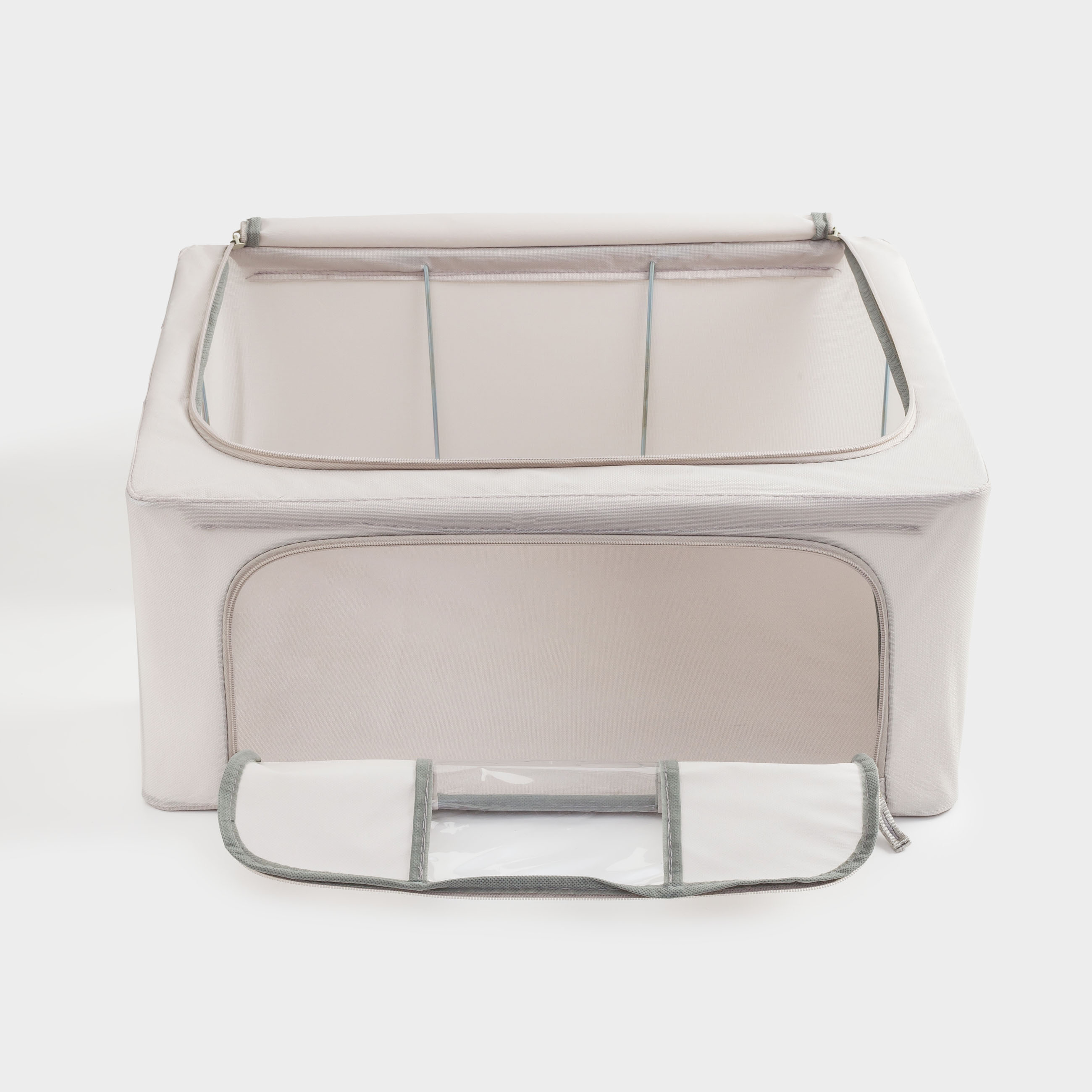 Organizer-box for things, 50x40x22 cm, with zipper, oxford, gray, Pedant